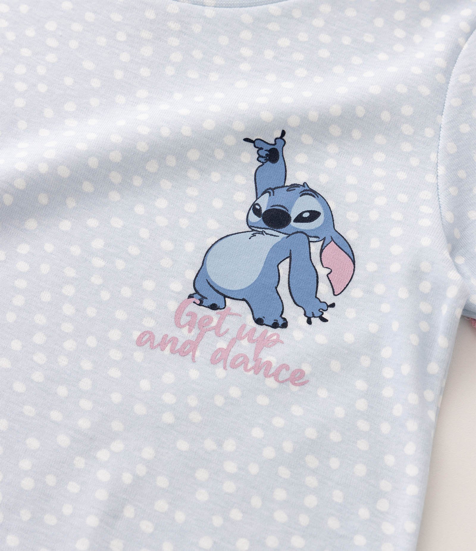 Pijama Infantil em Ribana com Estampa Stitch Poá - Tam 5 a 14 Anos Azul 5
