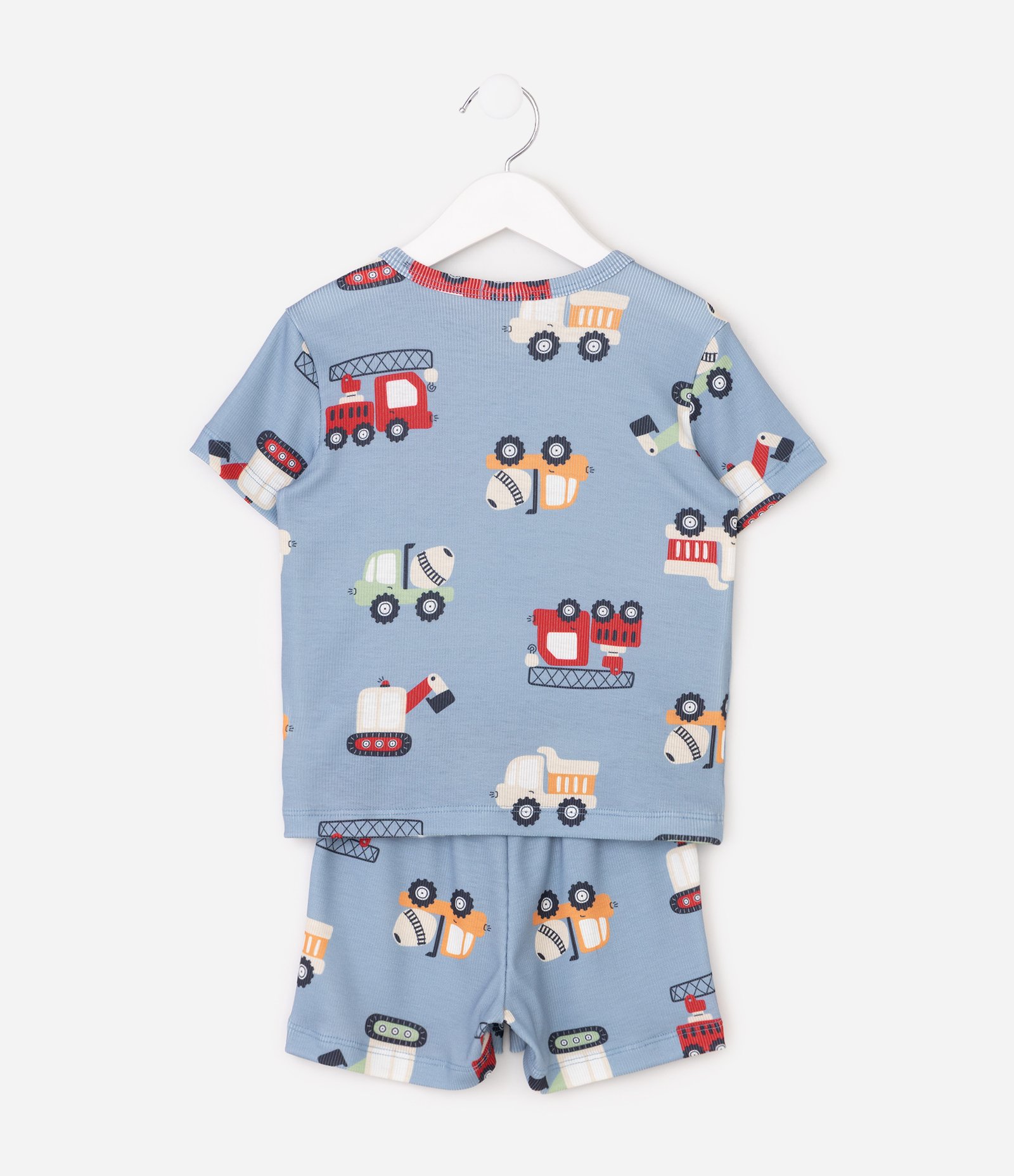 Pijama Infantil em Ribana com Estampa Tratores - Tam 2 a 6 Anos Azul 3