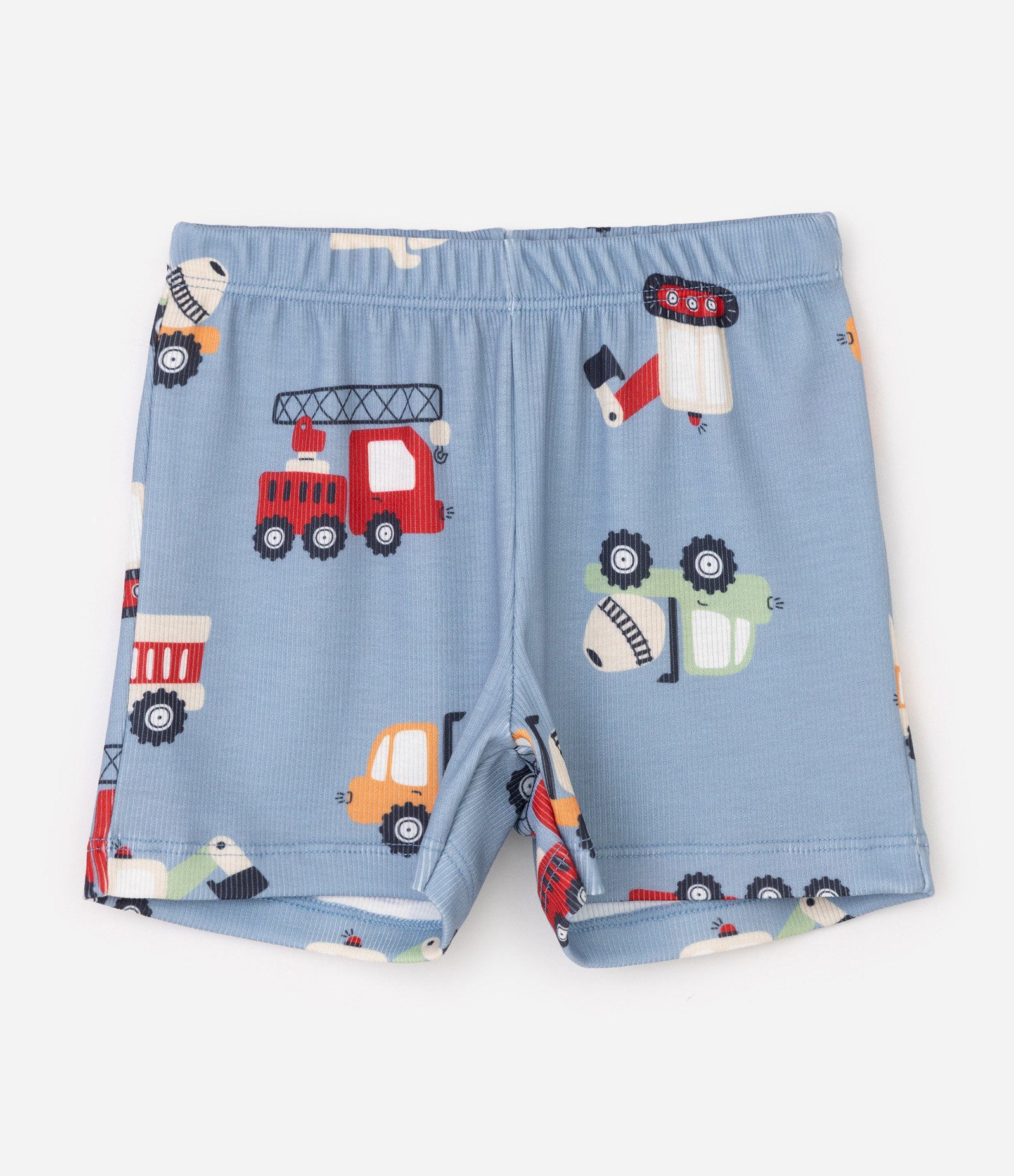 Pijama Infantil em Ribana com Estampa Tratores - Tam 2 a 6 Anos Azul 4