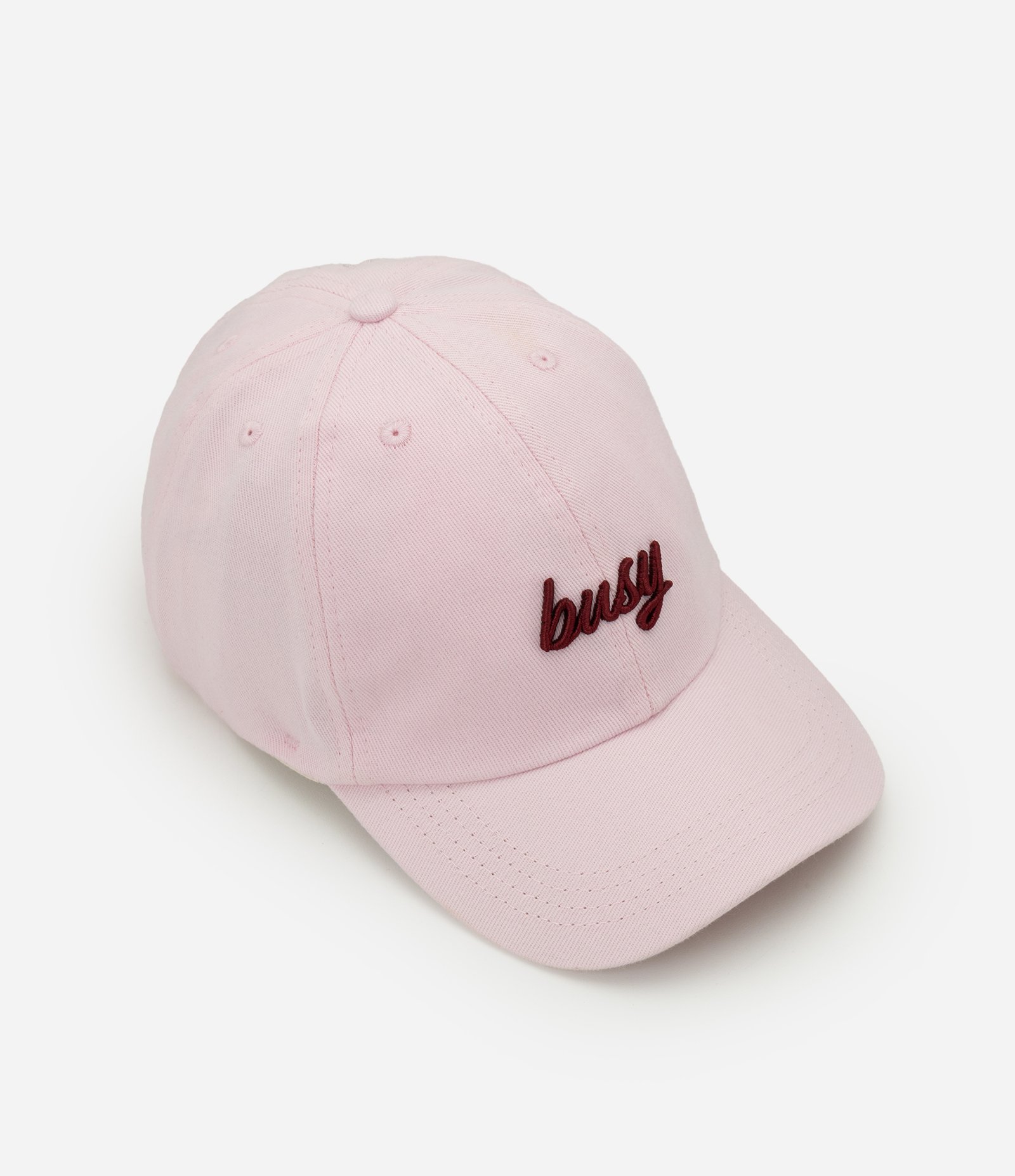 Boné em Sarja com Aba Curva e Bordado Lettering Rosa 2