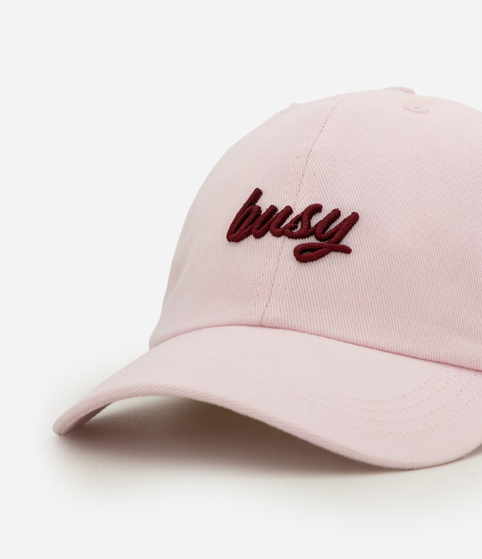 Boné em Sarja com Aba Curva e Bordado Lettering Rosa 5