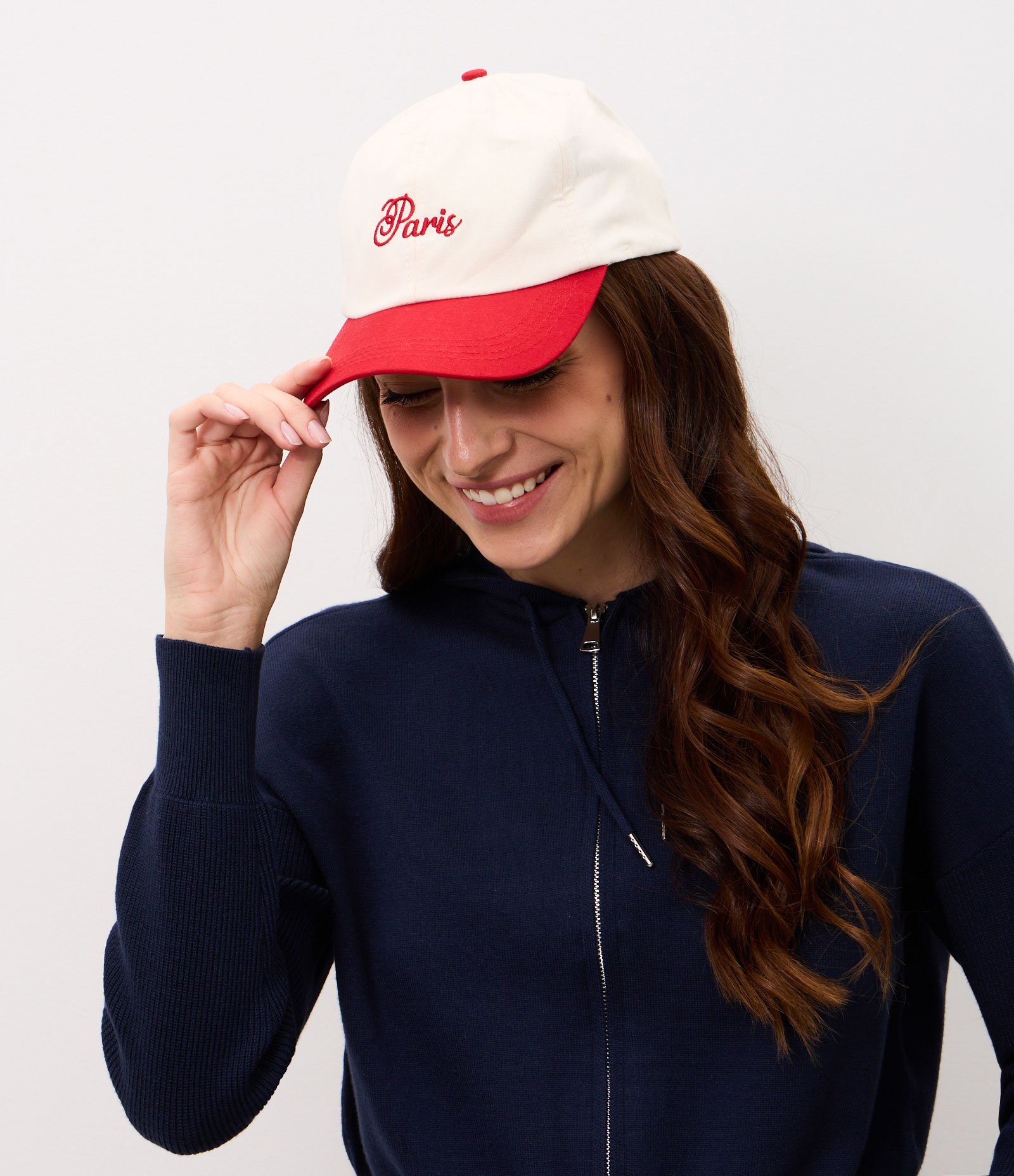 Boné Aba Curva em Sarja com Bordado Paris e Bicolor Vermelho 1