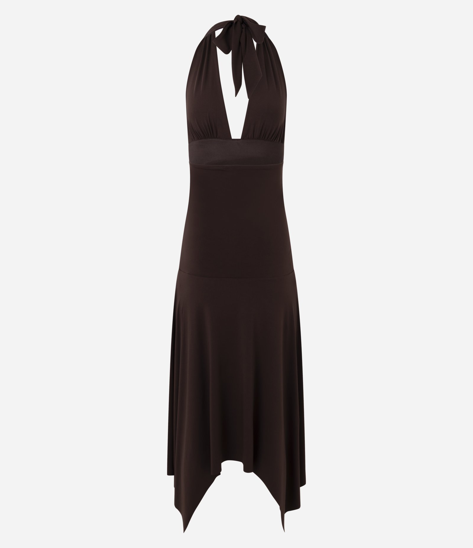 Vestido Ajustado com Frente Única Drapeado Marrom 6