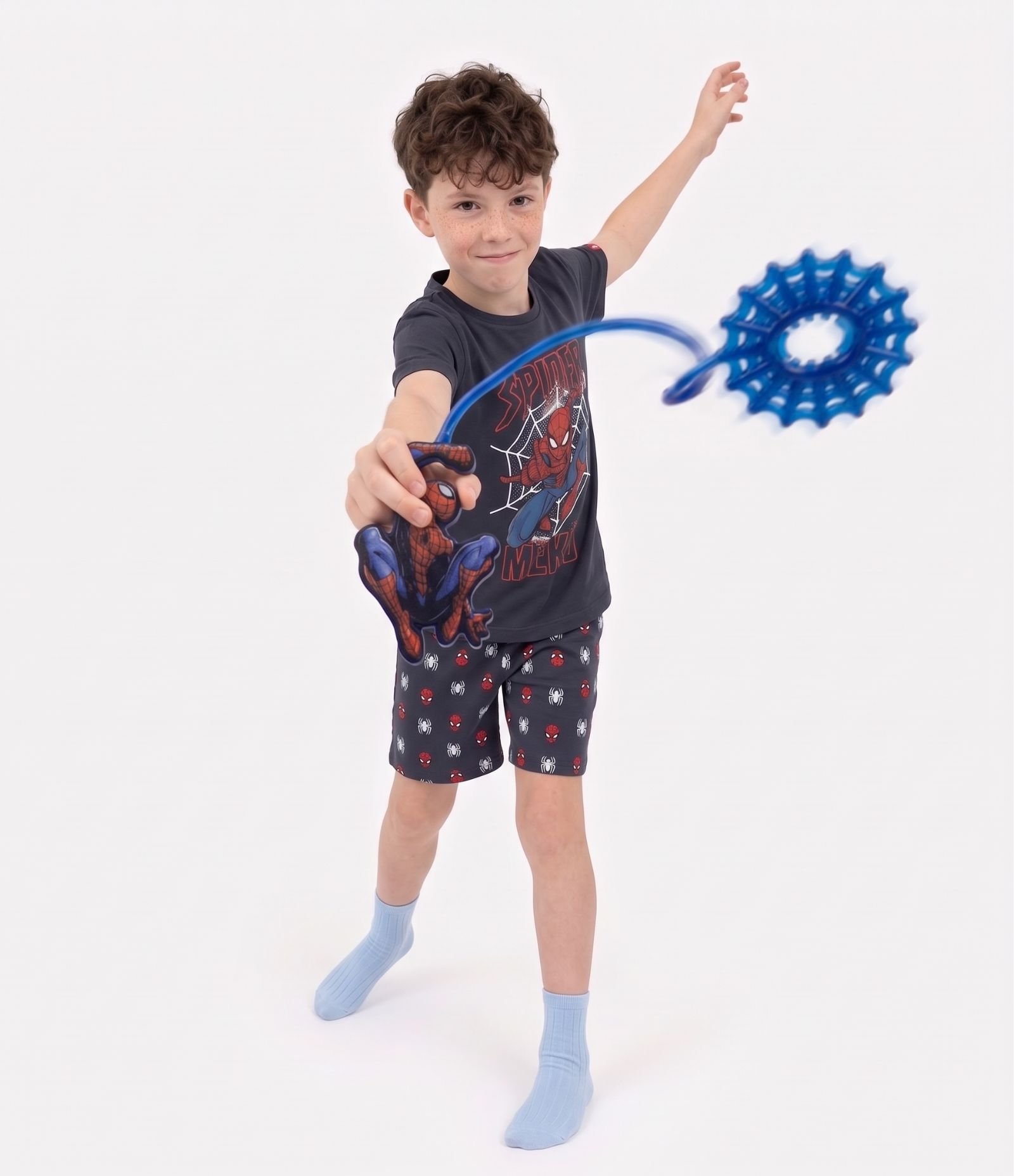 Pijama Infantil Em Algodão Homem Aranha com Lança Teia - Tam 3 a 10 Anos Preto 1