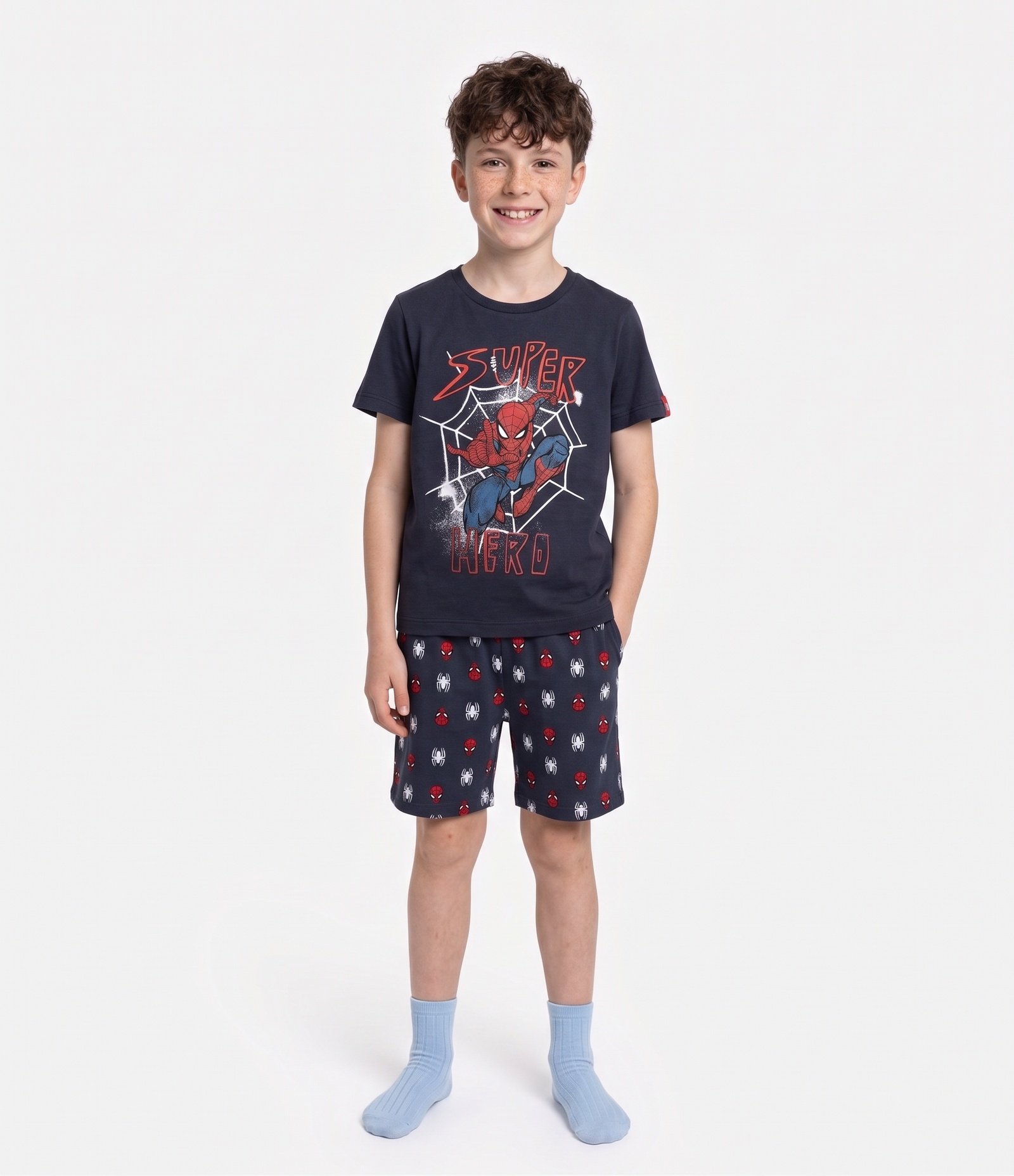 Pijama Infantil Em Algodão Homem Aranha com Lança Teia - Tam 3 a 10 Anos Preto 2