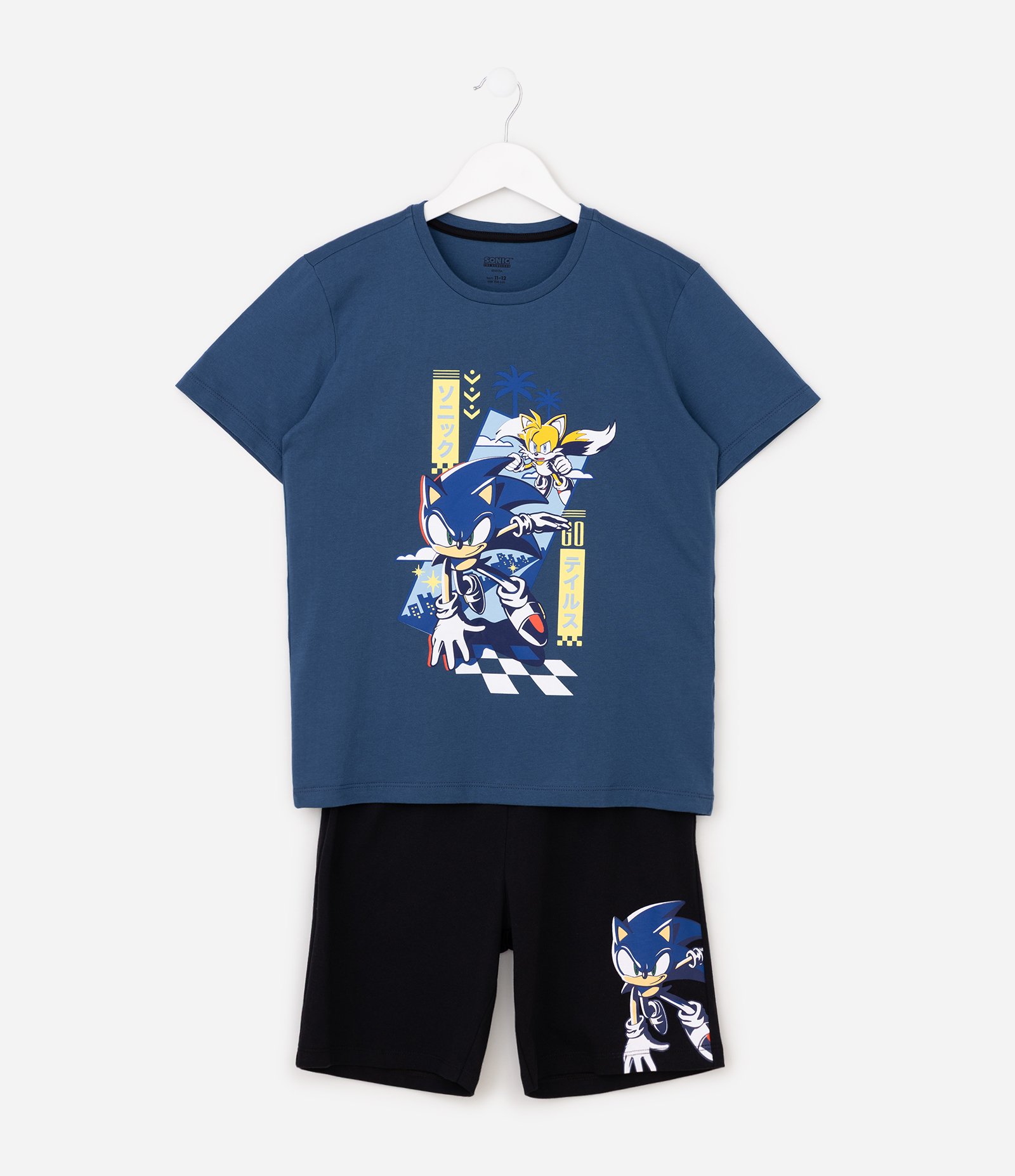 Pijama Infantil Em Algodão Sonic Estampa Personagem Tam 5 a 14 Anos Azul 1