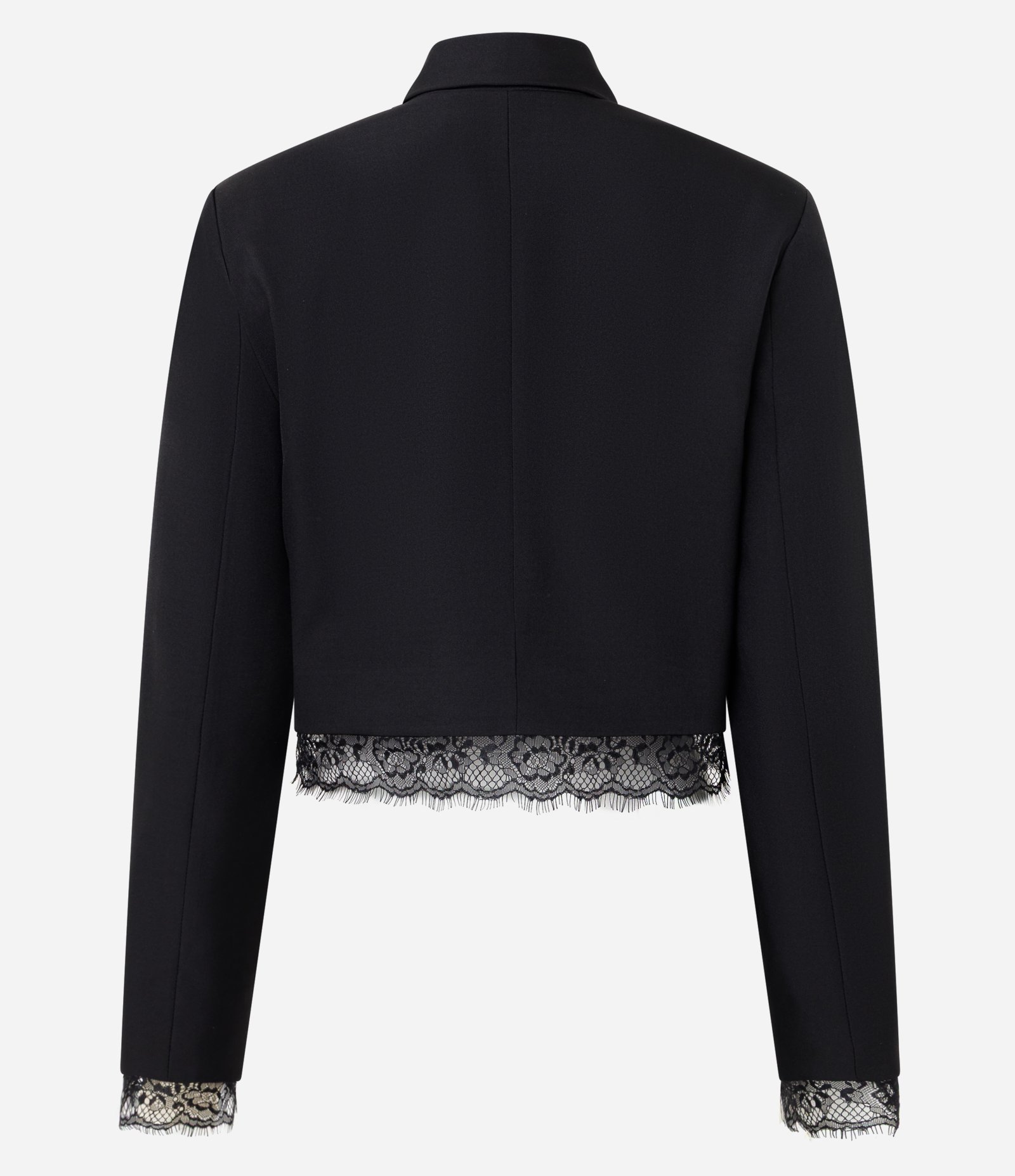 Blazer Curto Alfaiatado com Detalhe em Renda na Barra Preto 3