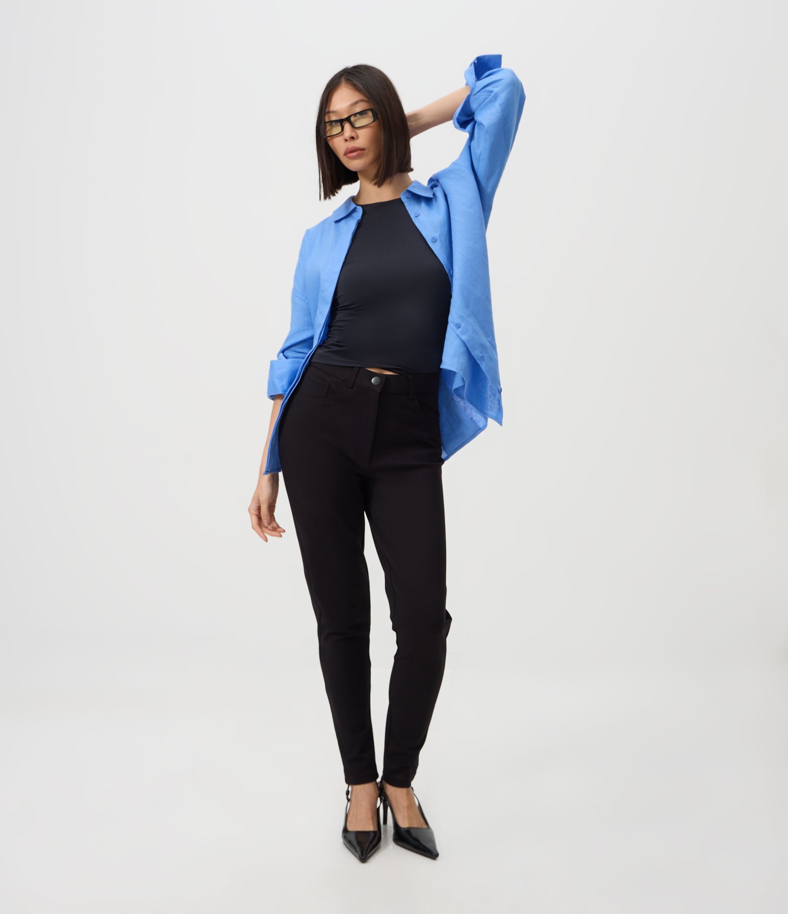 Calça Legging em Viscose com Bolsos Preto 1