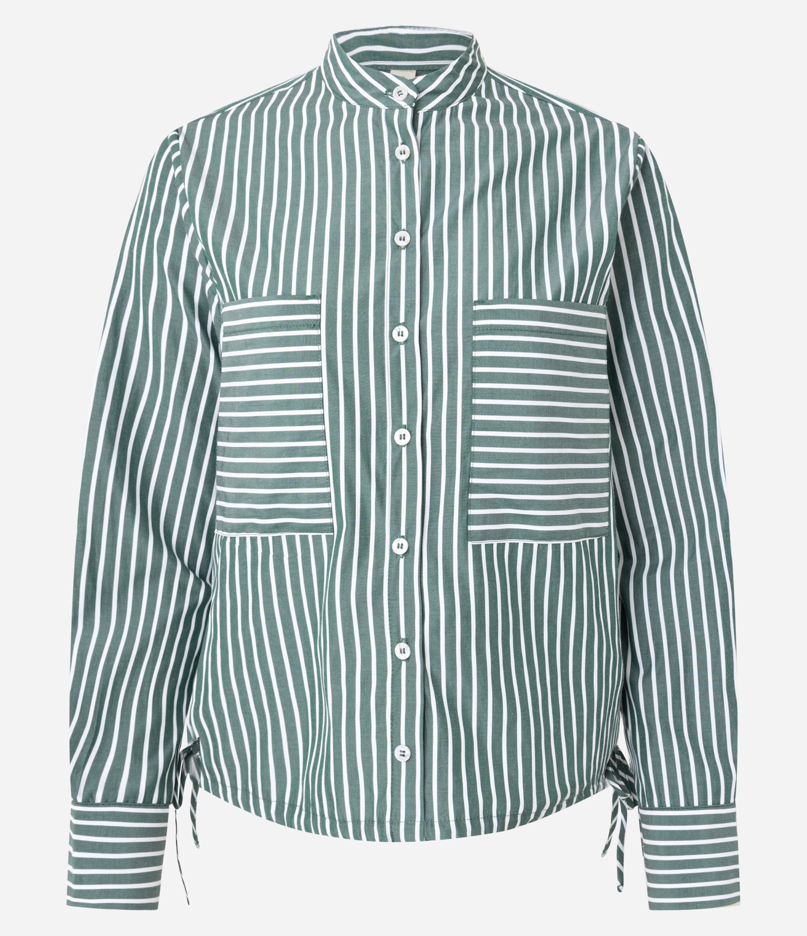 Camisa em Tricoline com Estampa Listrada Verde 5
