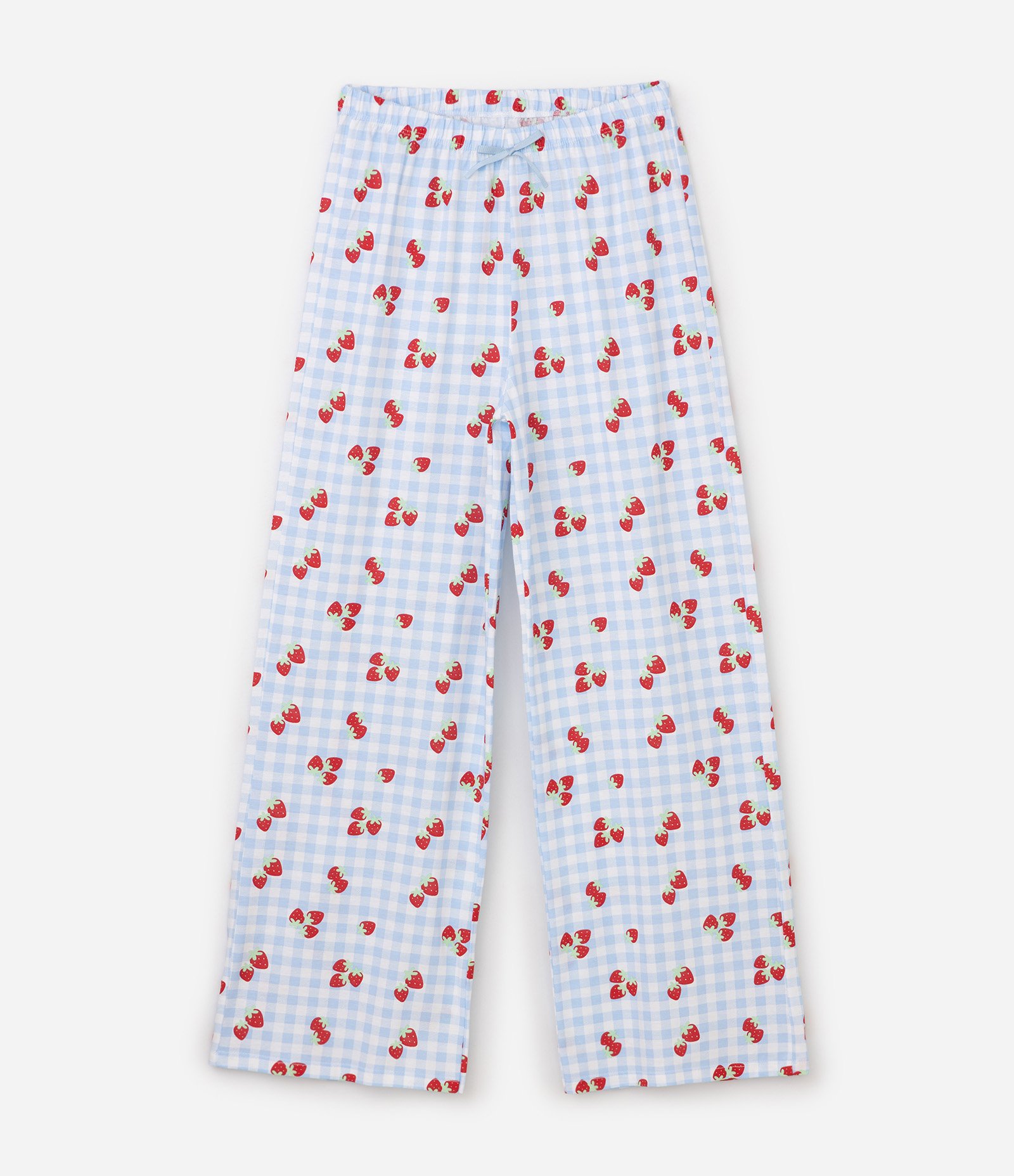 Pijama Infantil Em Algodão com Bordado de Morango - Tam 7 a 16 Anos Branco/Azul 3