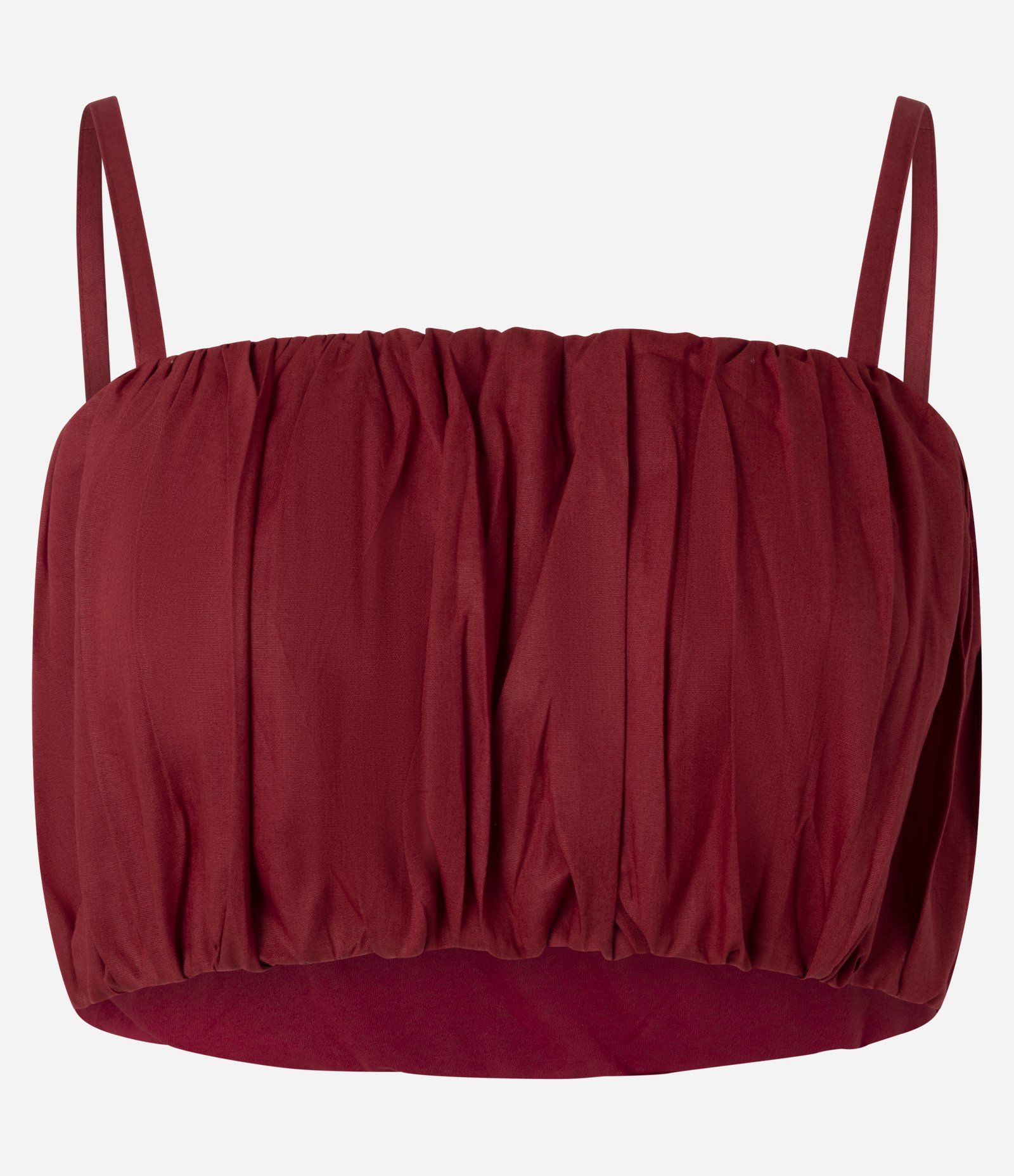 Top Balonê em Tricoline Franzido com Alças Finas Vermelho 5