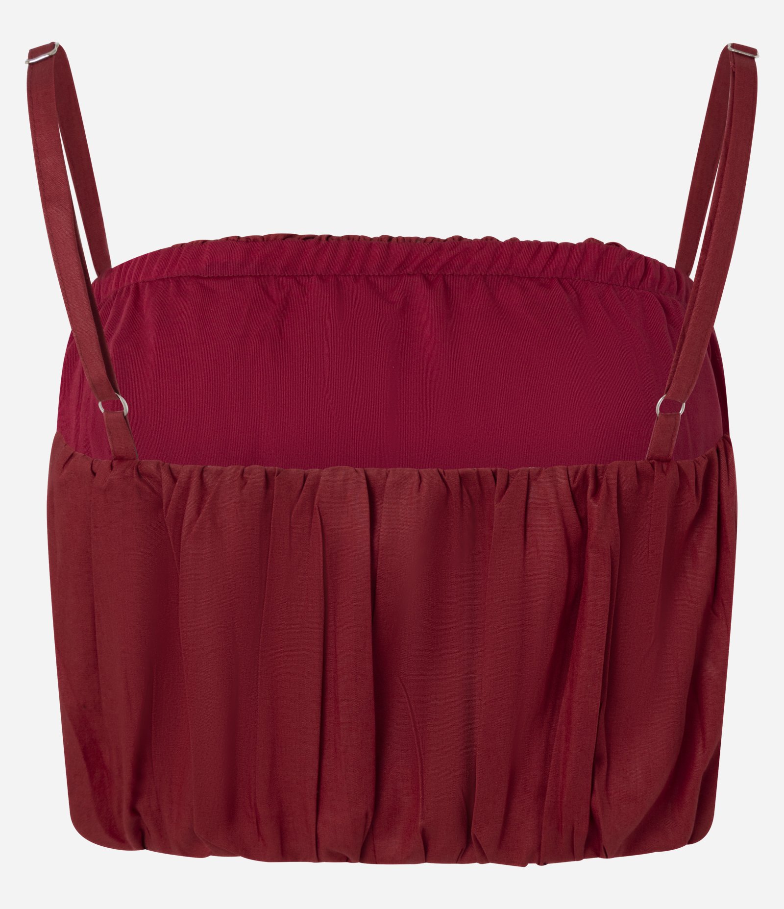Top Balonê em Tricoline Franzido com Alças Finas Vermelho 6