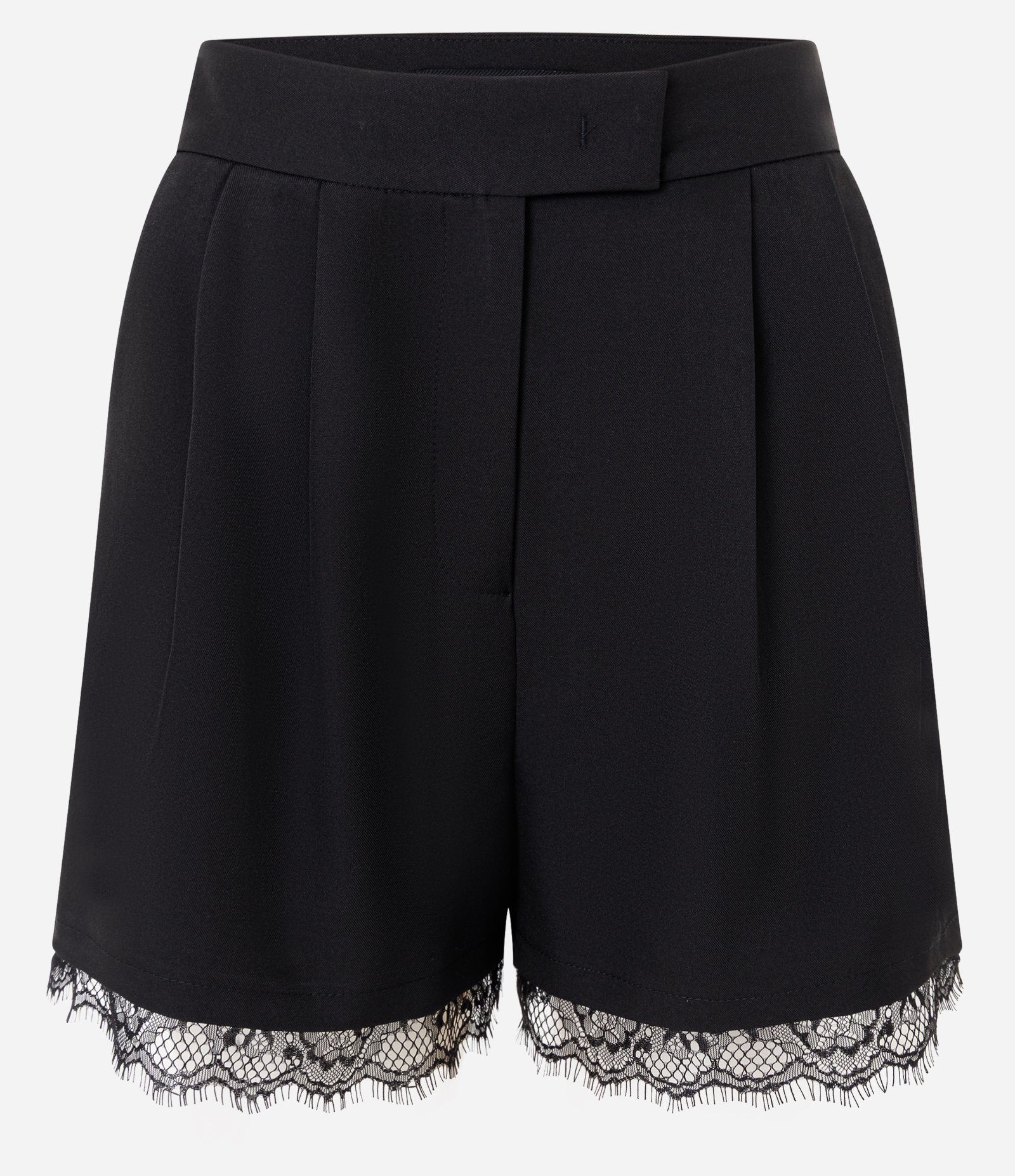 Short Alfaiatado com Detalhe em Renda na Barra Preto 1