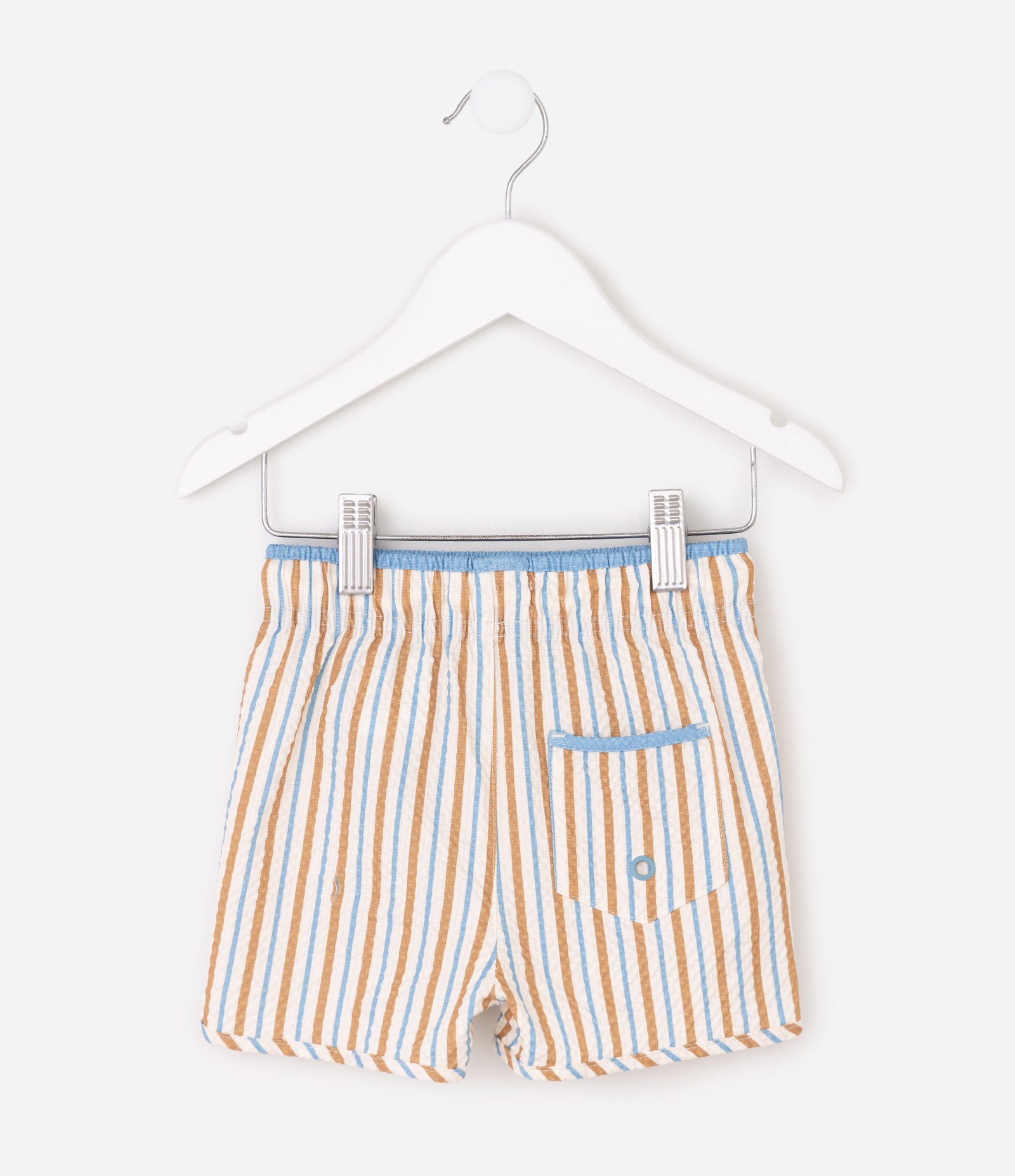 Bermuda Banho Infantil Texturizada com Listras Verticais - Tam 1 a 6 Anos Branco 4