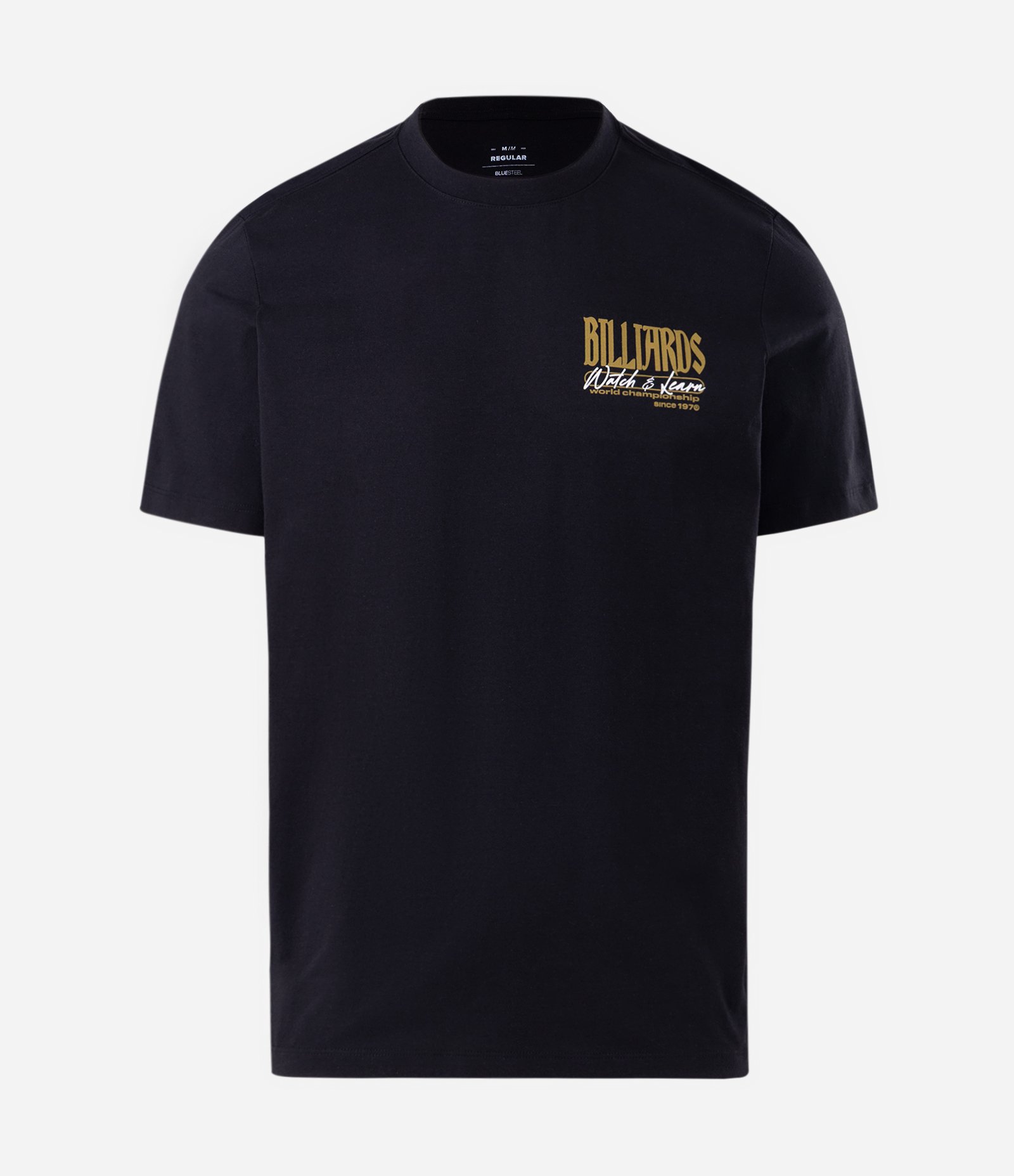 Camiseta Regular em Algodão com Estampa Billiards Preto 1