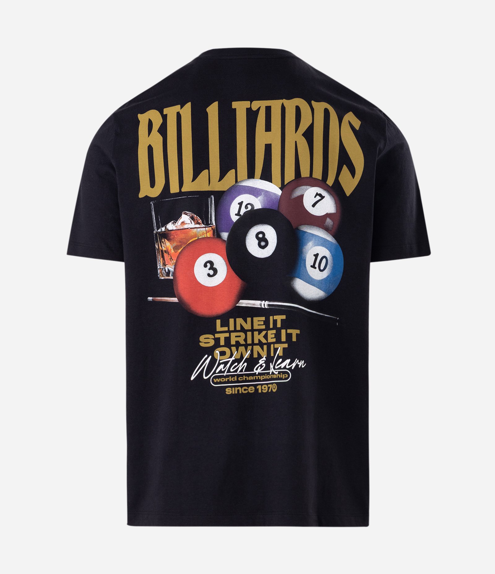 Camiseta Regular em Algodão com Estampa Billiards Preto 2