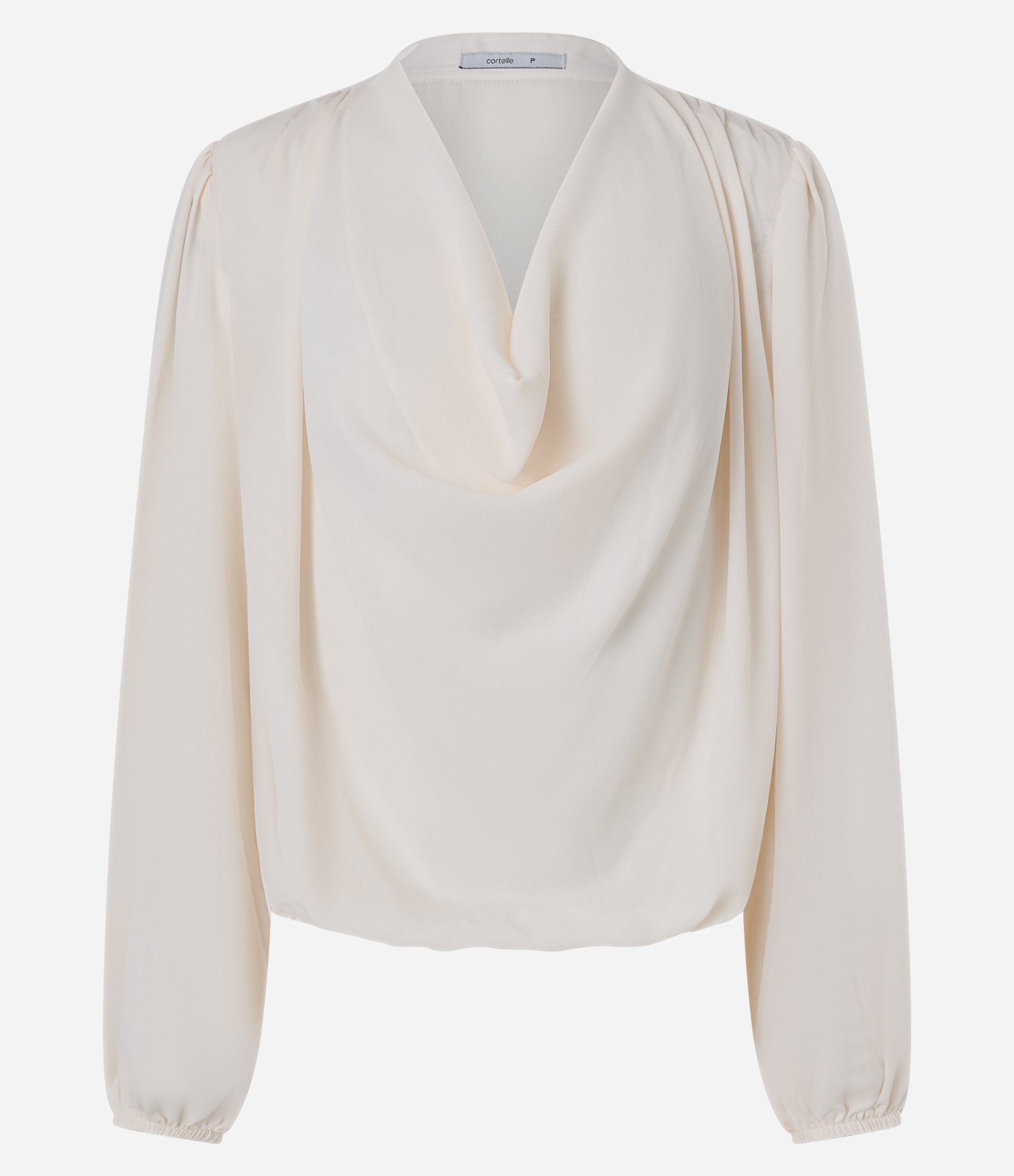 Blusa com Decote Degagê e Drapeado Elegante Double Cream 6