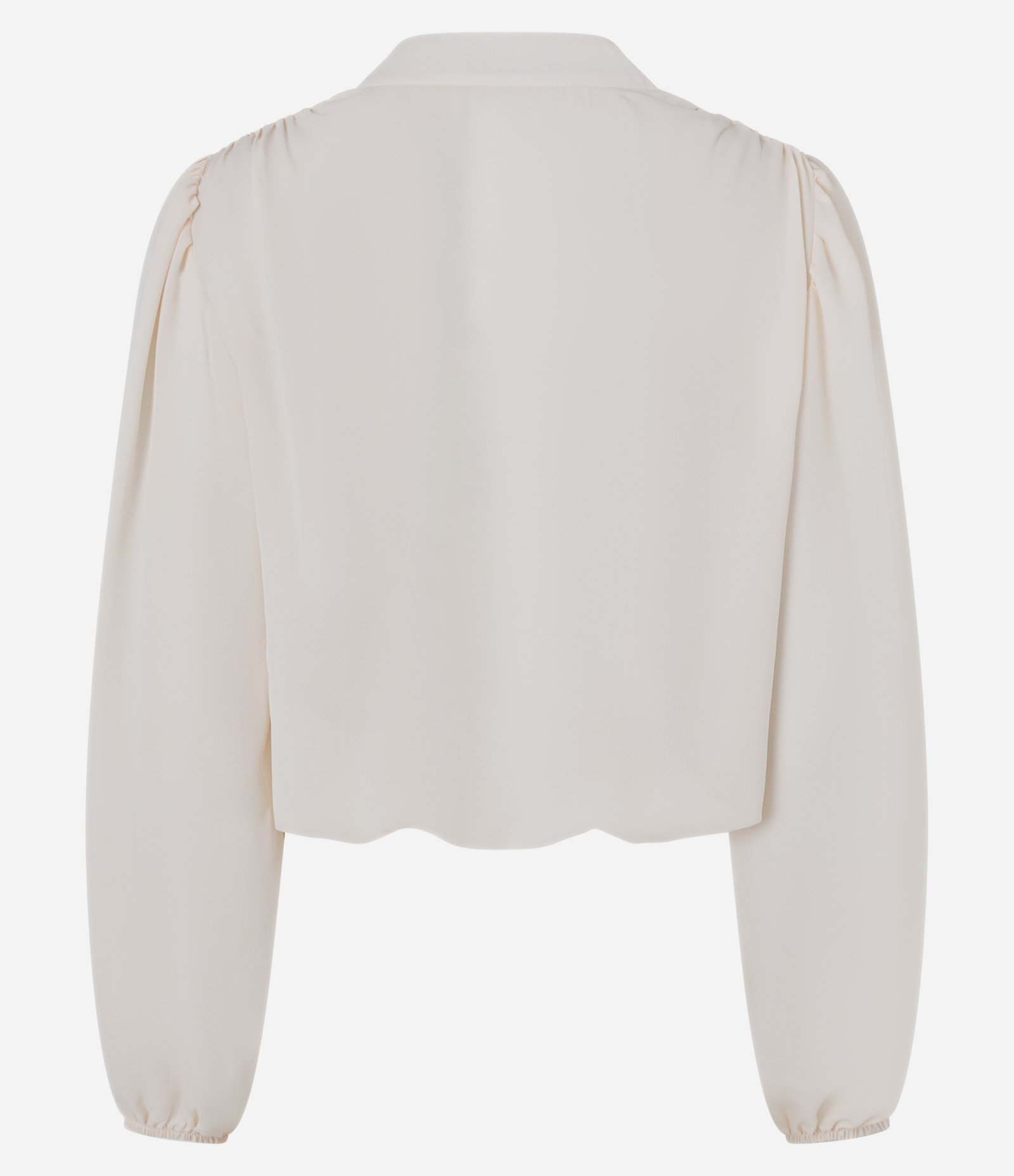 Blusa com Decote Degagê e Drapeado Elegante Double Cream 7