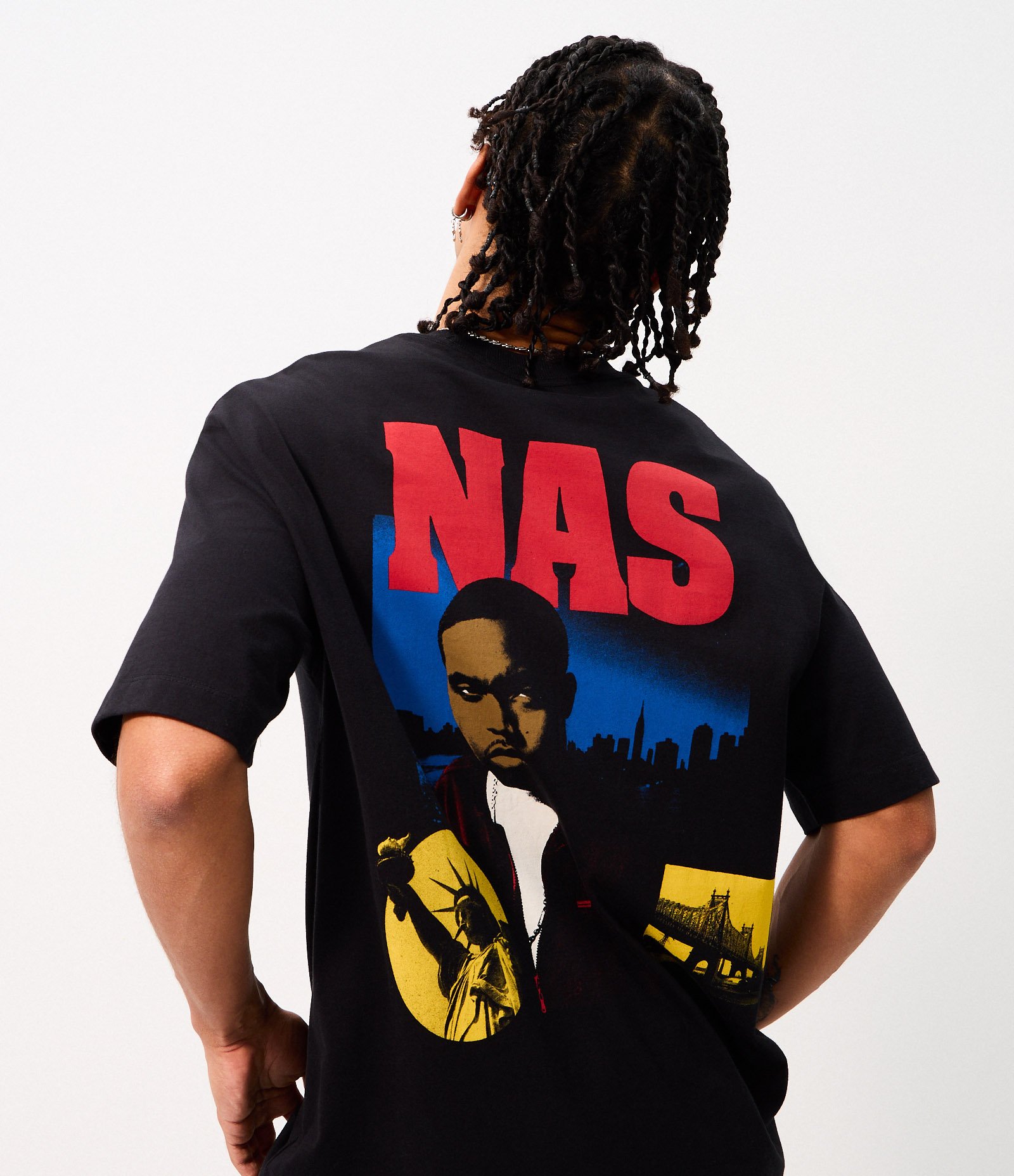 Camiseta Relaxed em Algodão com Estampa Rapper NAS Preto 1
