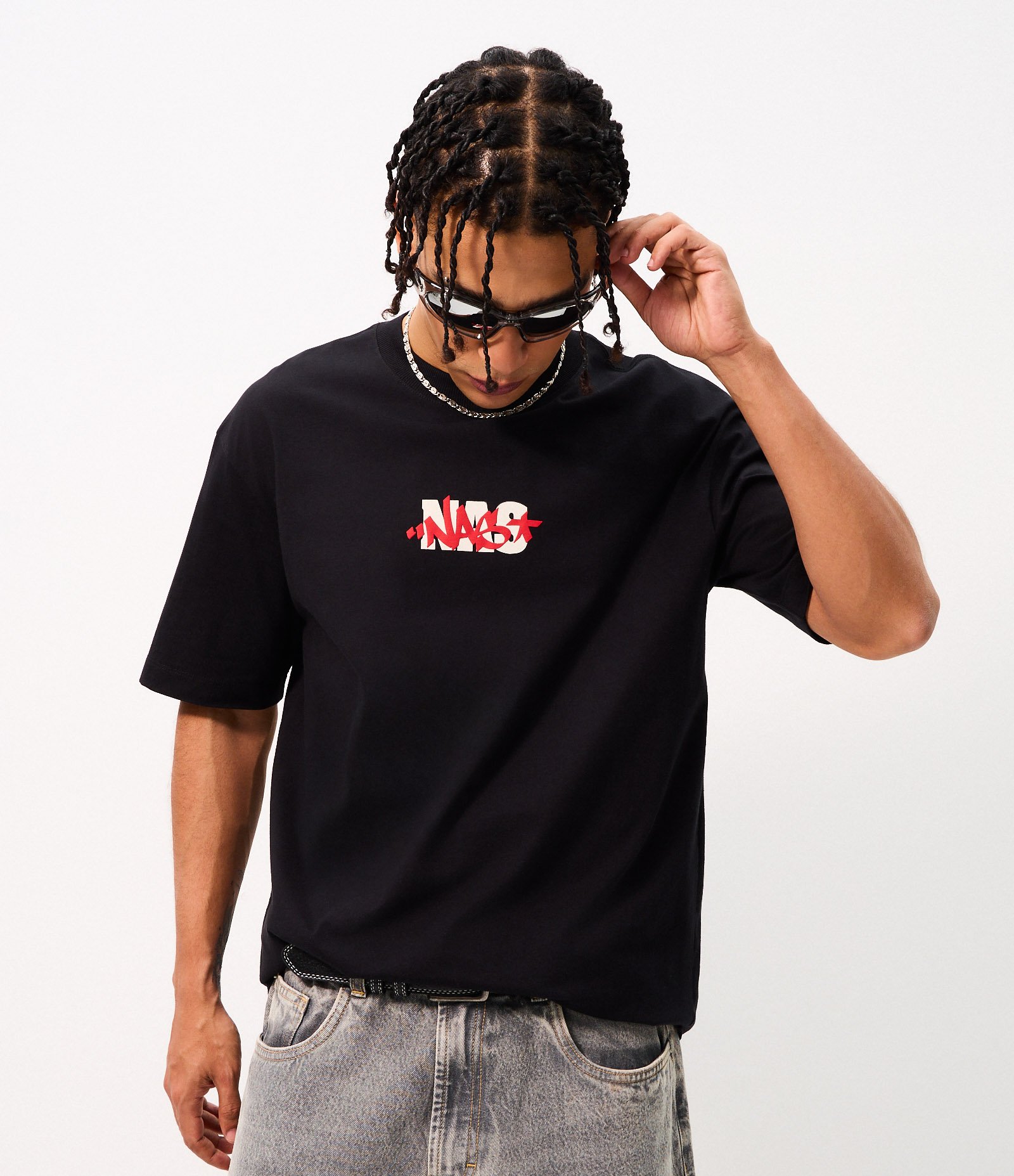 Camiseta Relaxed em Algodão com Estampa Rapper NAS Preto 4