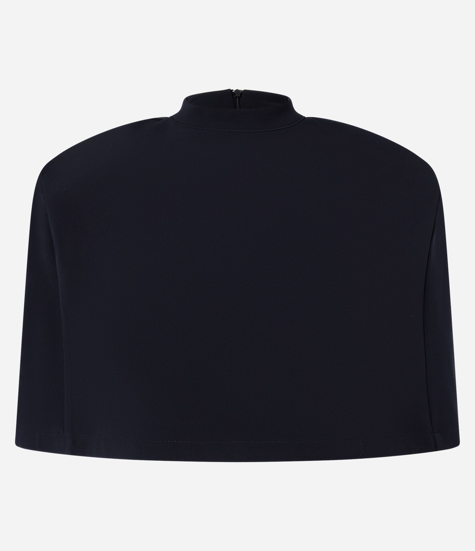 Blusa Capa Sem Mangas com Estrutura Curta Alfaiatada e Golinha Alta Preto 6