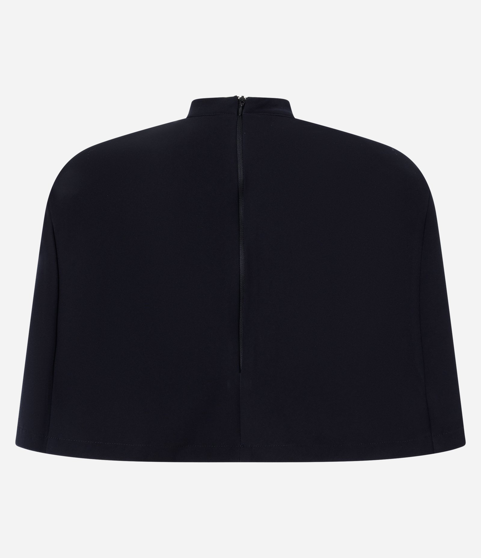 Blusa Capa Sem Mangas com Estrutura Curta Alfaiatada e Golinha Alta Preto 7