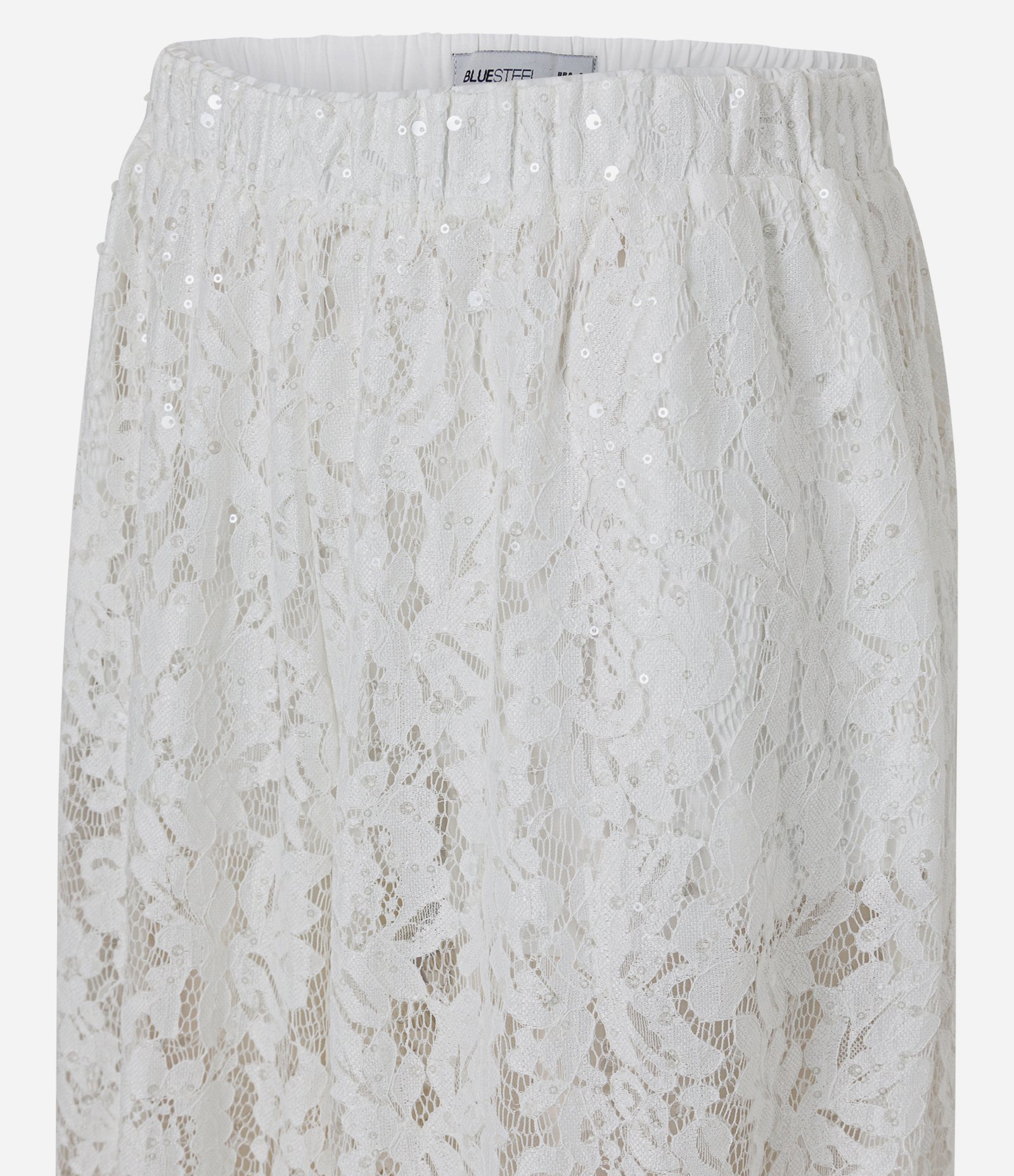 Calça Aladim em Renda com Paetês e Barra Ajustada Branco 2