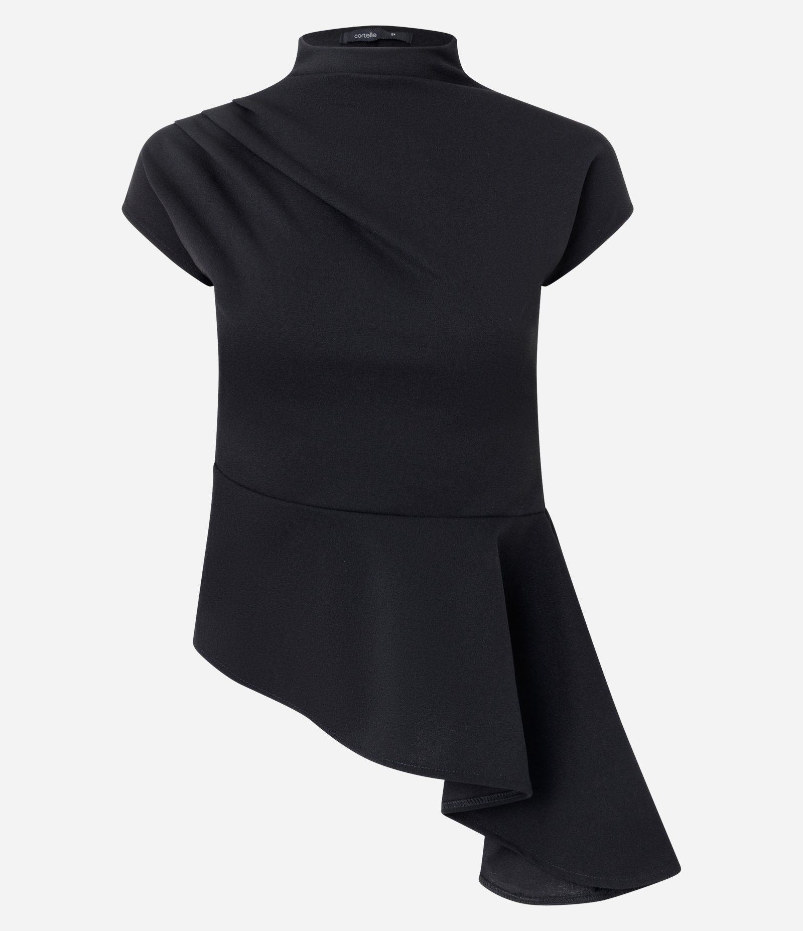 Blusa Assimétrica Estruturada com Gola Alta Preto 1