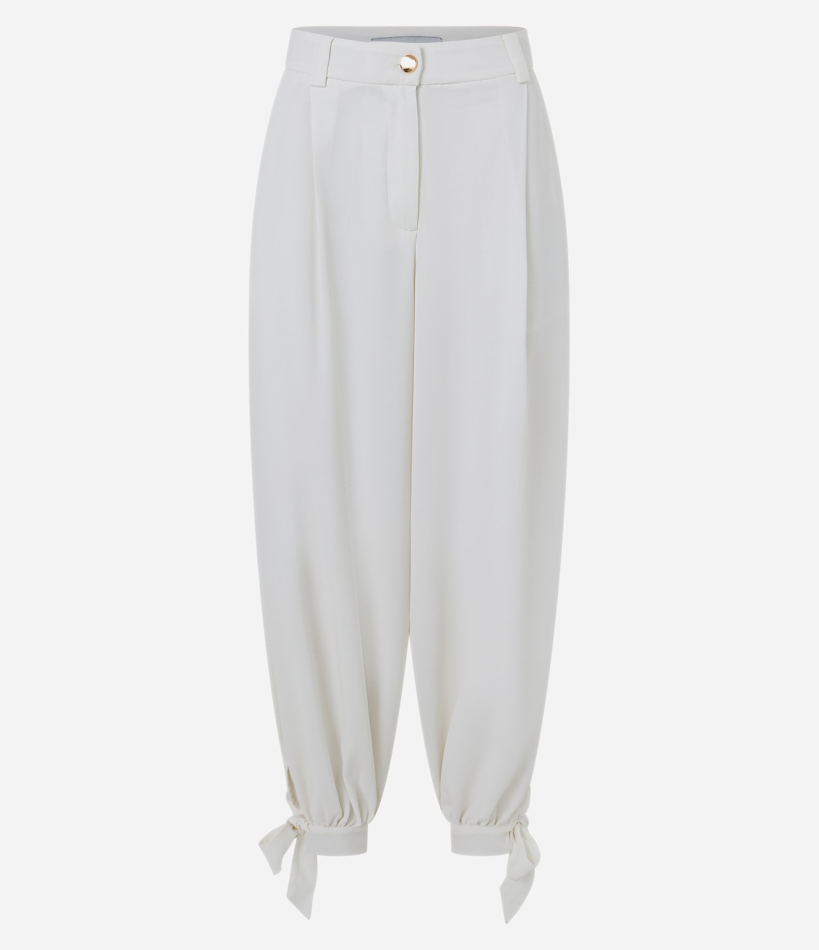 Calça Aladim Alfaiatada com Amarração nos Tornozelos Branco 1