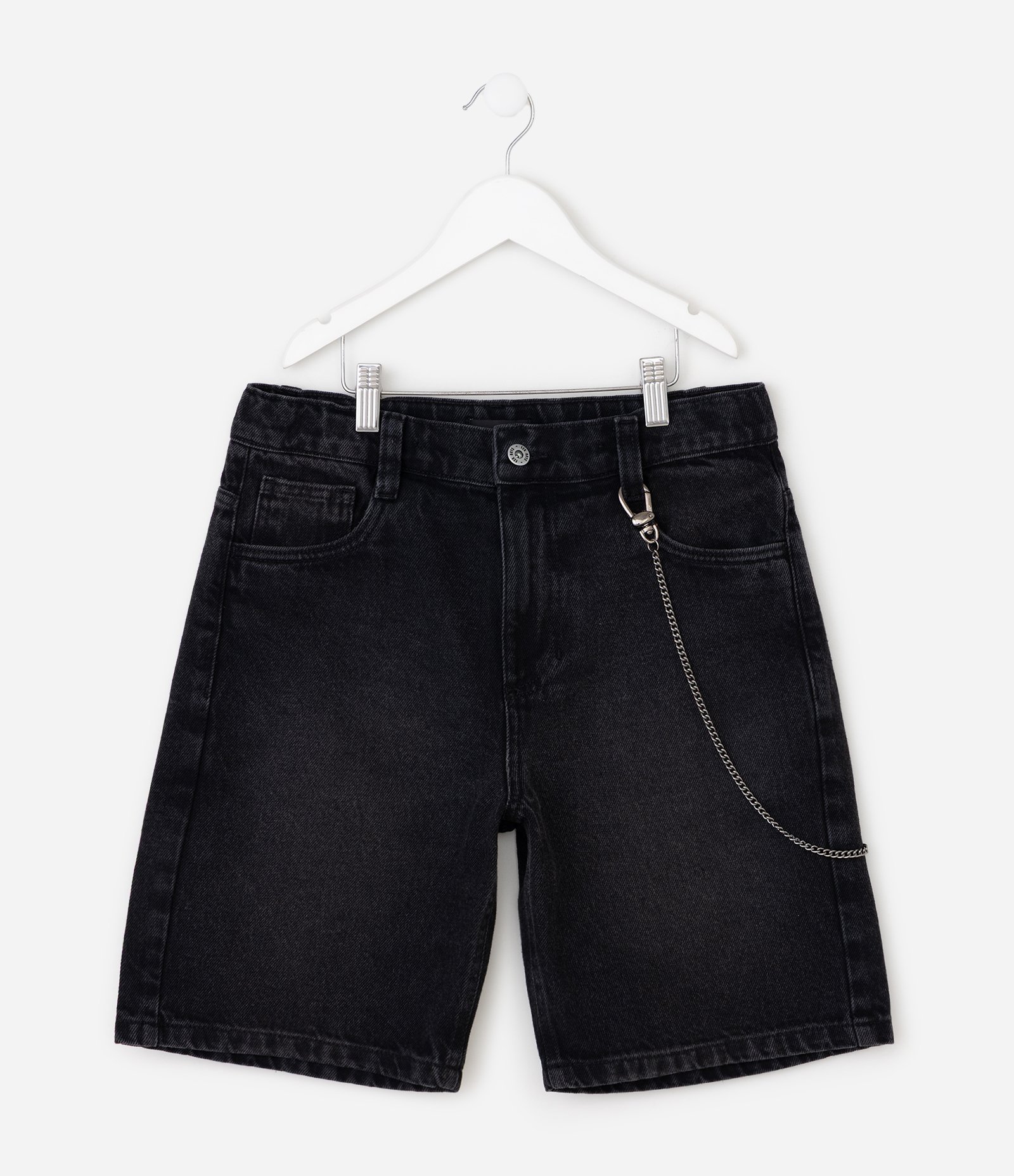 Bermuda Baggy Relaxed Infantil com Corrente Removível – Tam 5 a 16 Anos Preto 2