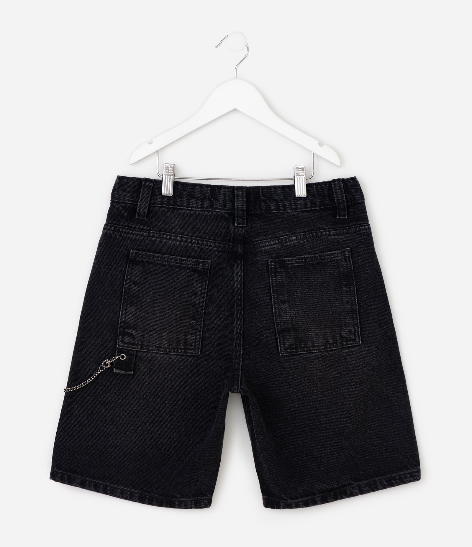 Bermuda Baggy Relaxed Infantil com Corrente Removível – Tam 5 a 16 Anos Preto 3