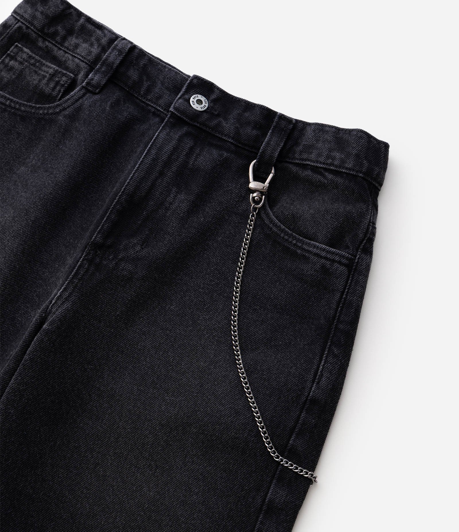 Bermuda Baggy Relaxed Infantil com Corrente Removível – Tam 5 a 16 Anos Preto 5