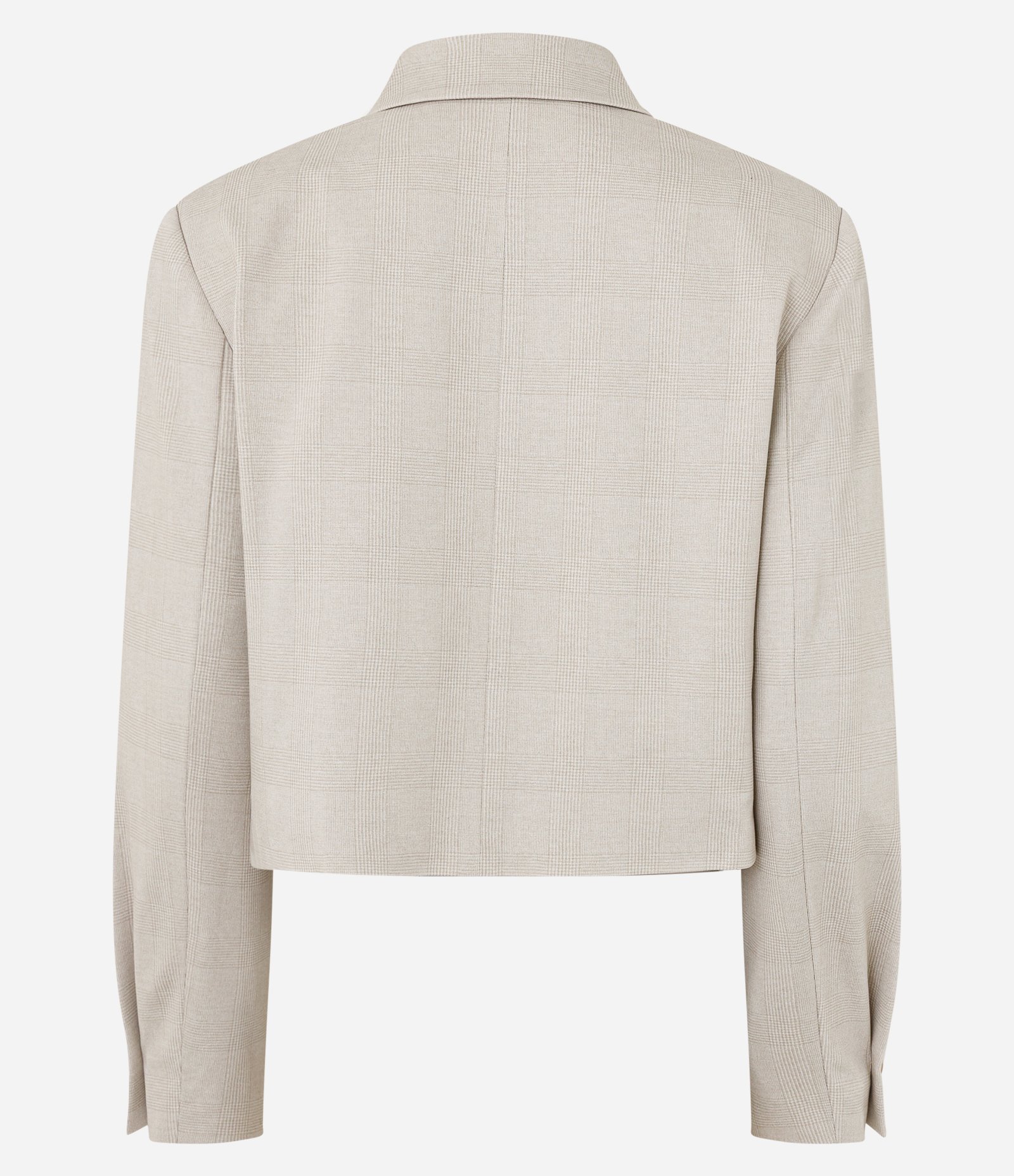 Blazer Boxy Cropped Alfaiatado Xadrez Bege Claro 6