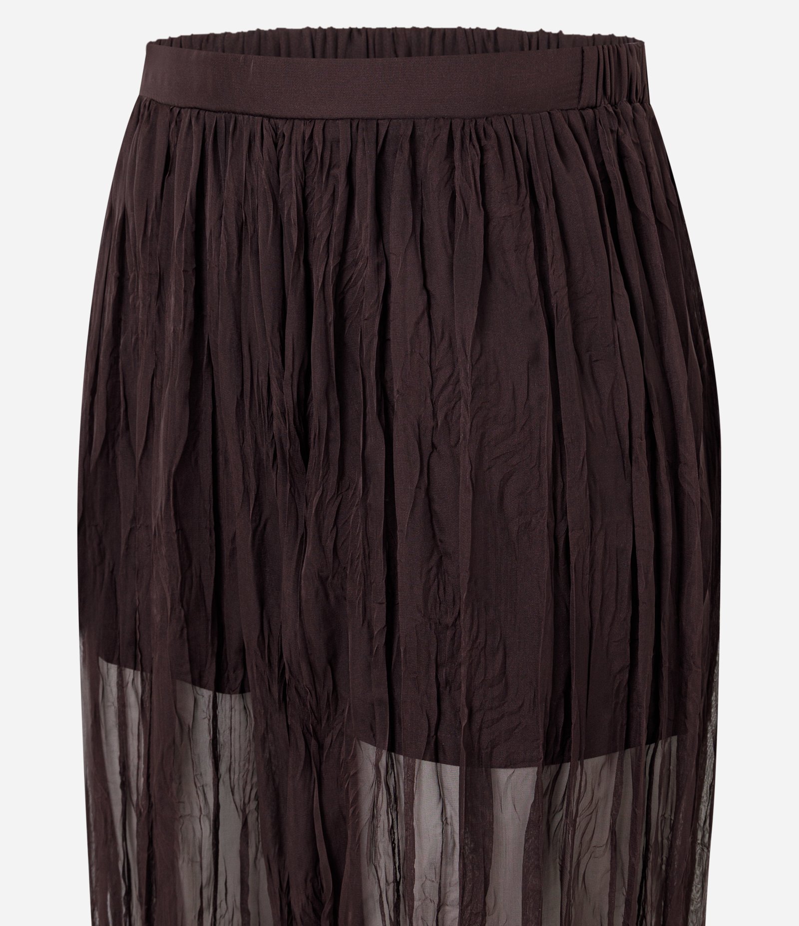 Calça Aladim em Chiffon Texturizado com Transparência Marrom 7