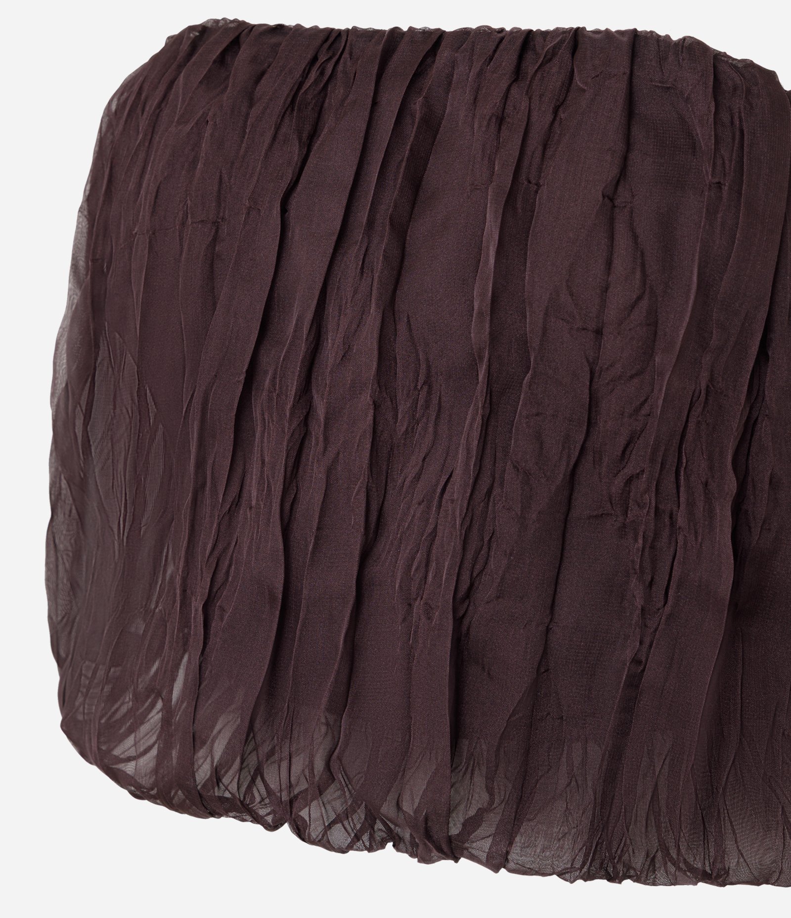 Blusa Super Cropped em Chiffon Texturizado com Efeito Drapeado Marrom 2