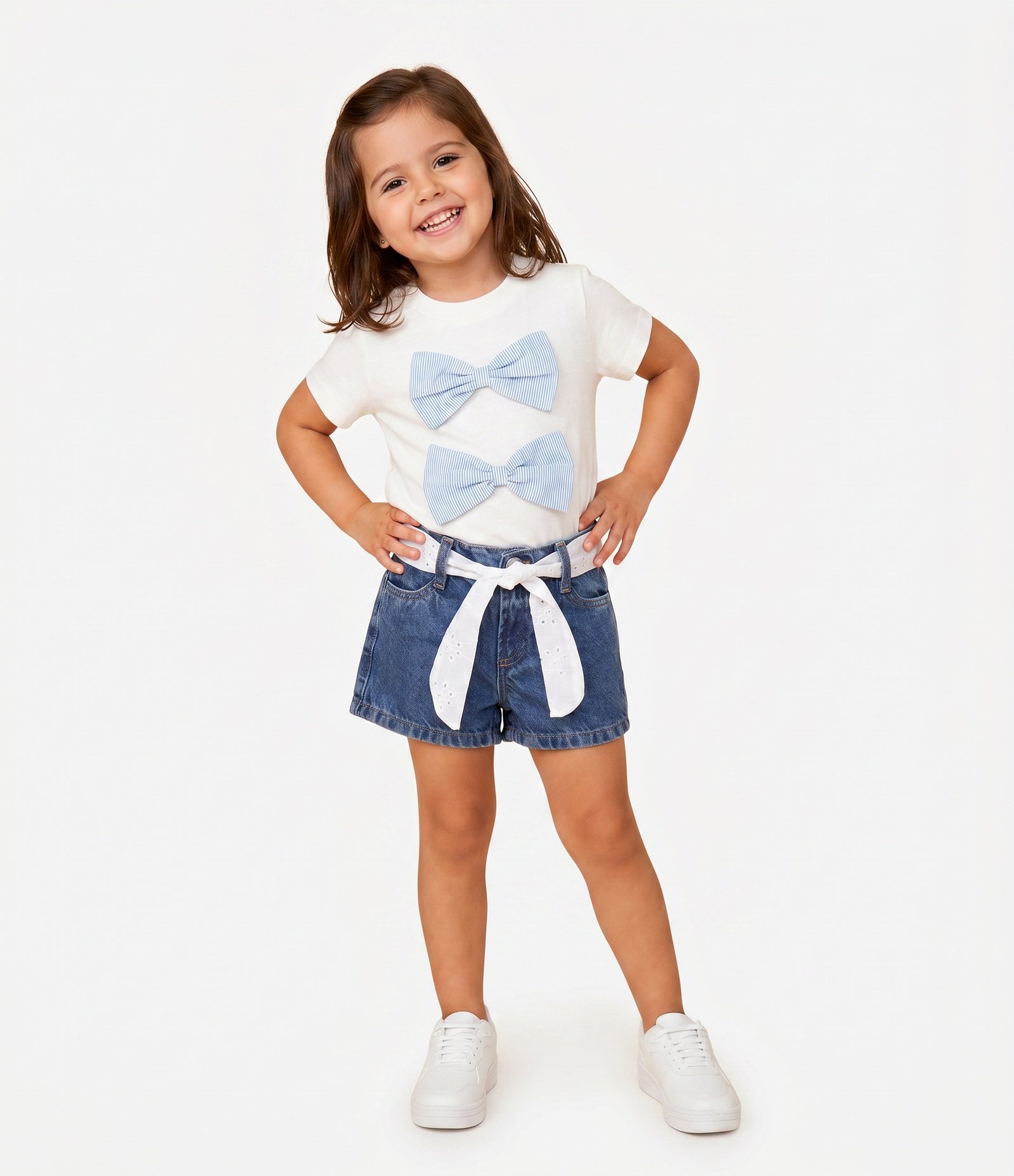 Short Jeans Infantil com Cinto – Tam 1 a 6 Anos Azul 1