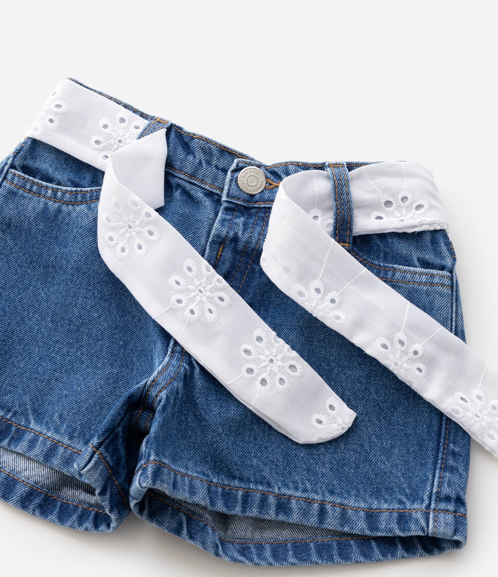 Short Jeans Infantil com Cinto – Tam 1 a 6 Anos Azul 5