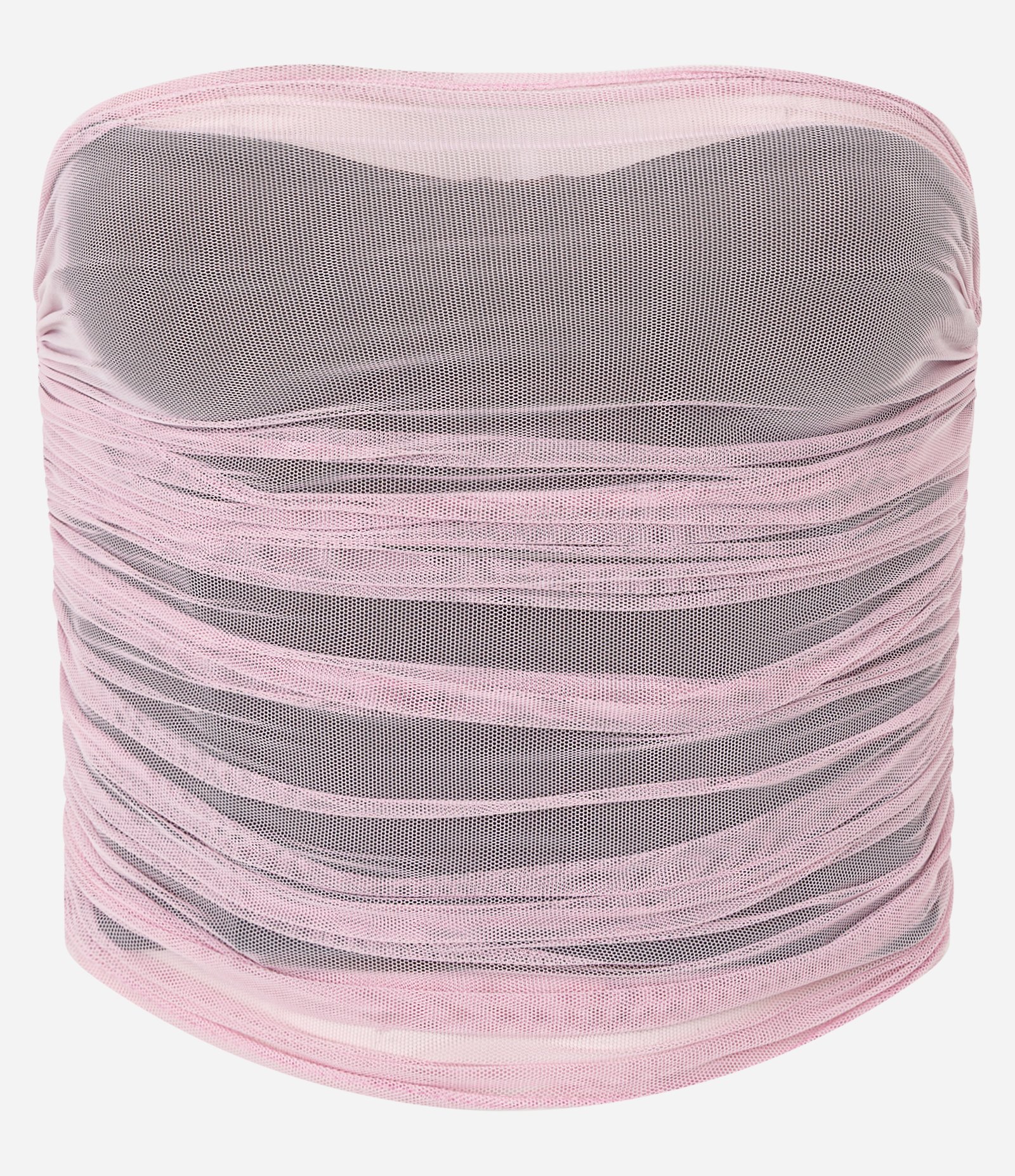 Blusa Tomara que Caia em Tule com Franzidos Estilo Redinha e Decote Coração Rosa 5