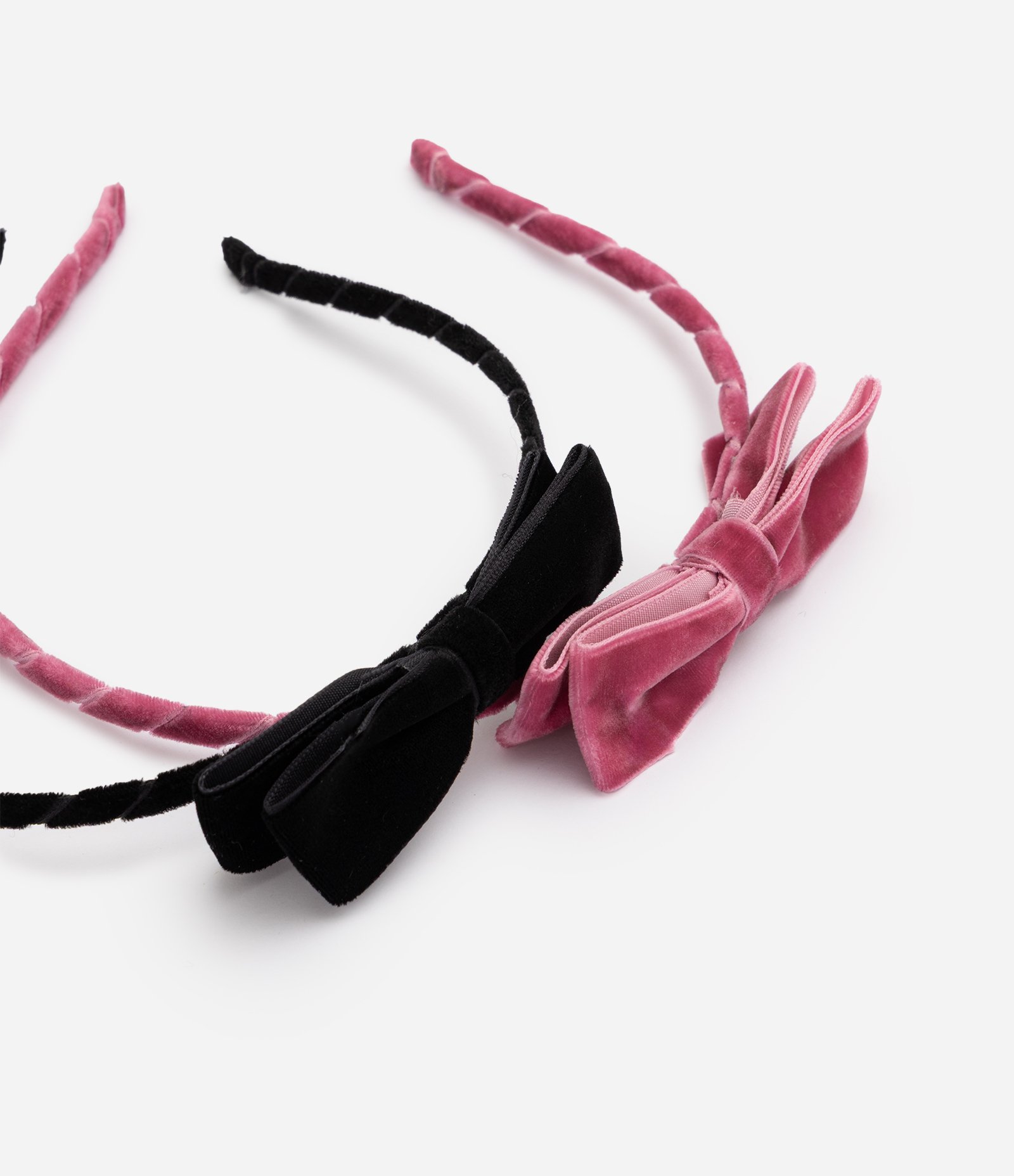 Kit de 02 Tiaras Infantis em Veludo com Laço Preto/Rosa 4