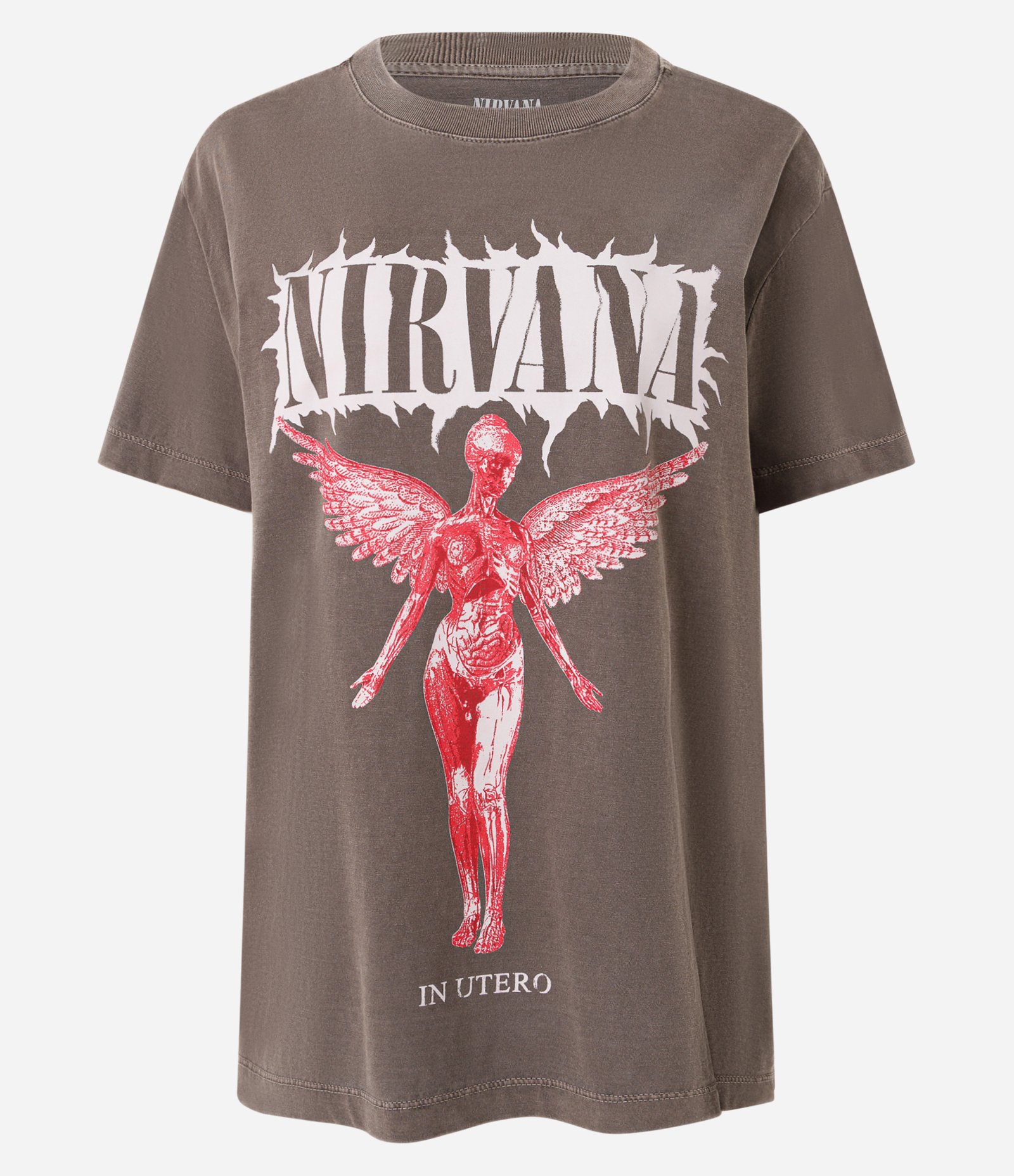 Camiseta Nirvana em Algodão Marrom 1