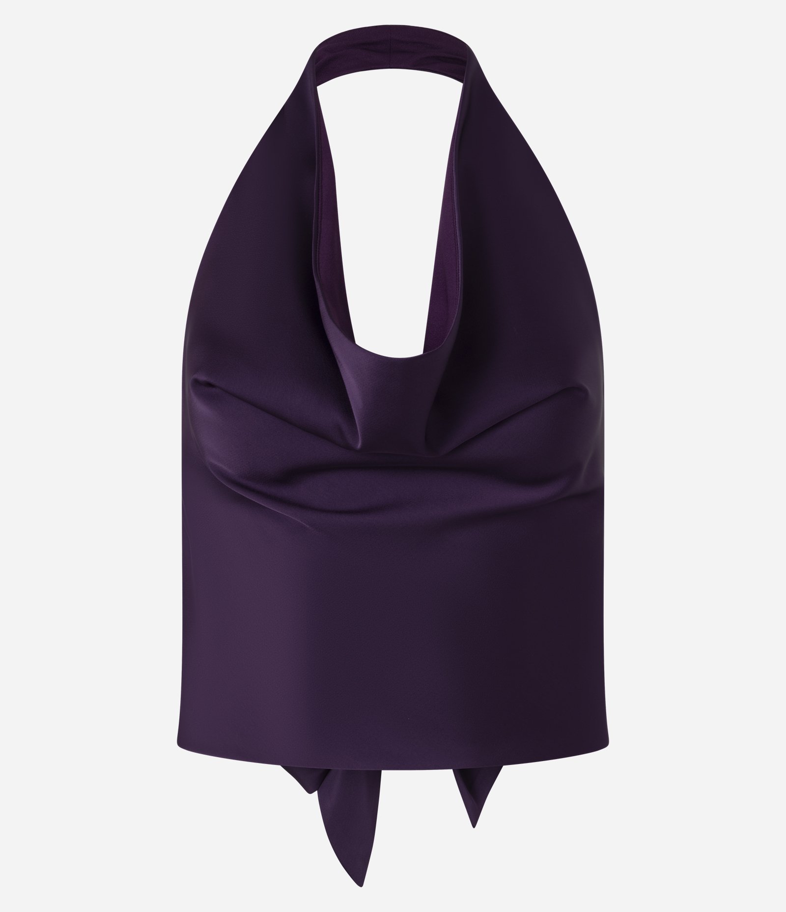Blusa Frente Única em Cetim com Decote Degagê e Amarração Roxo 5
