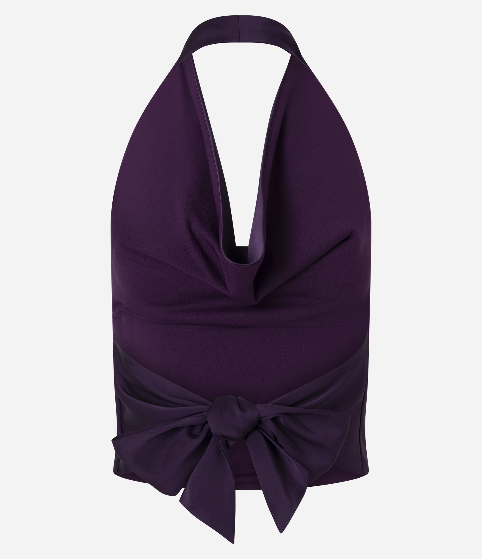 Blusa Frente Única em Cetim com Decote Degagê e Amarração Roxo 6