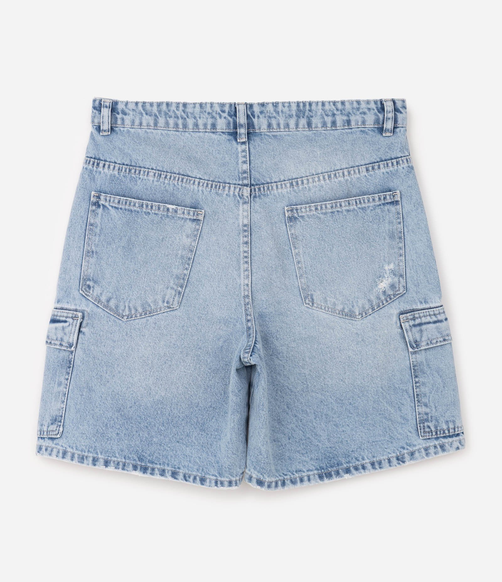 Bermuda Jeans Reta Relaxed com Bolsos Cargo Azul 6