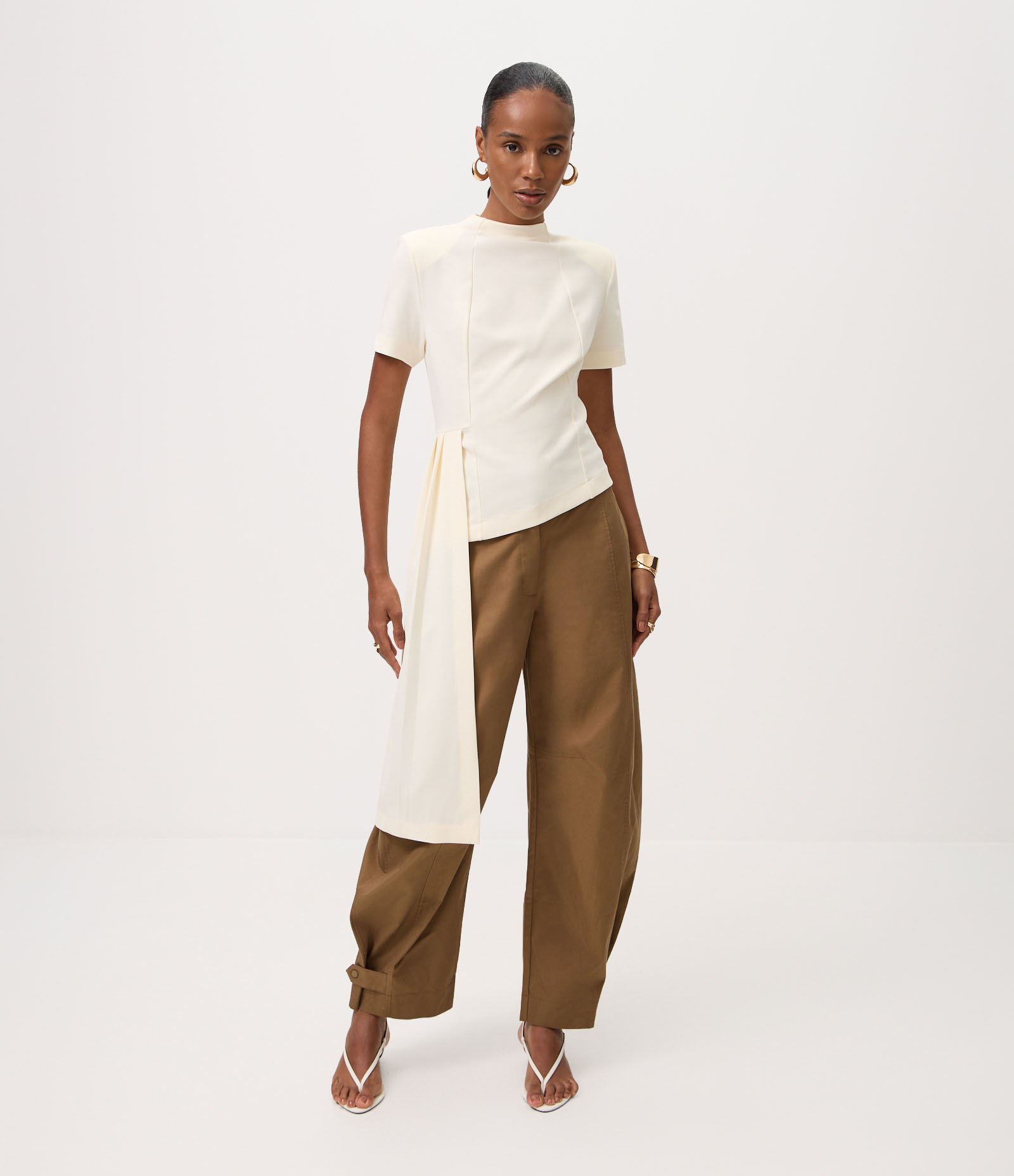 Blusa em Crepe com Painel Assimétrico Branco 2