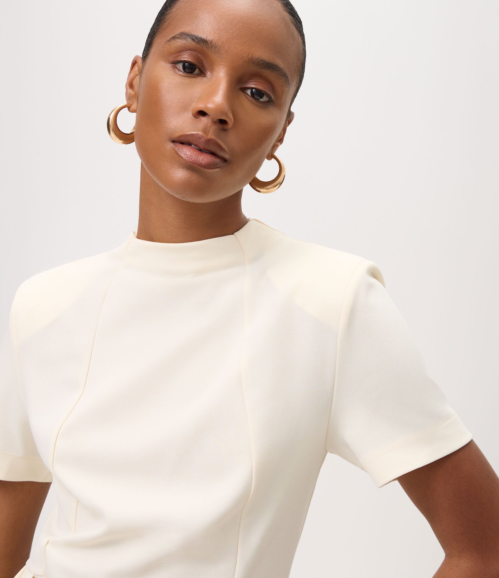 Blusa em Crepe com Painel Assimétrico Branco 3