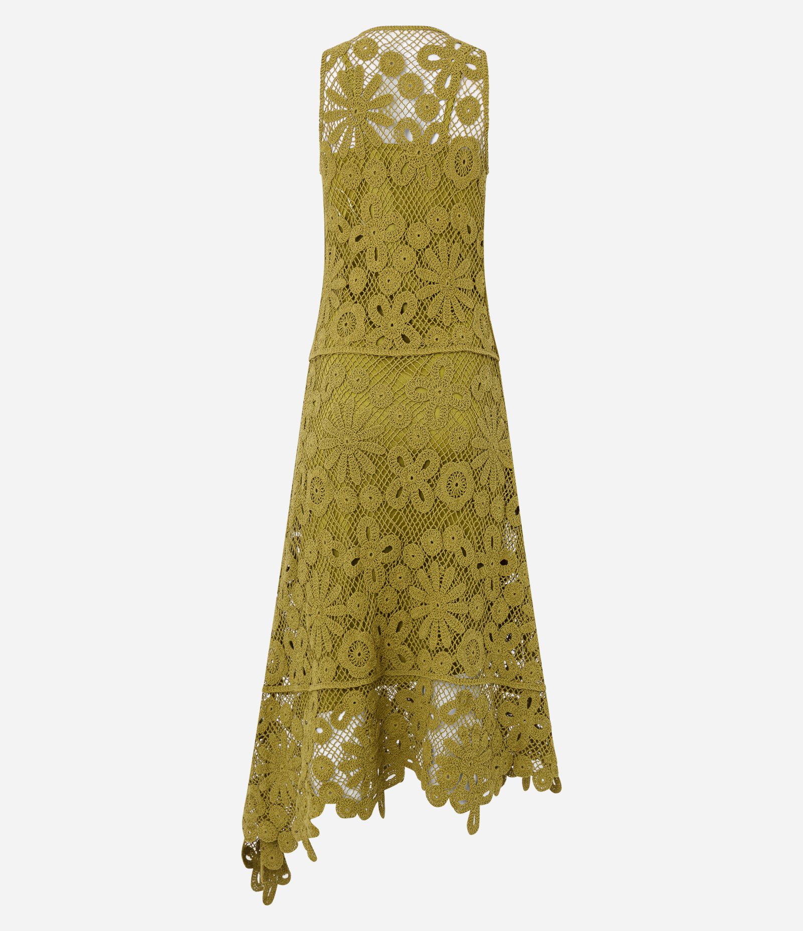 Vestido Longo em Crochê com Barra Assimétrica Verde 7