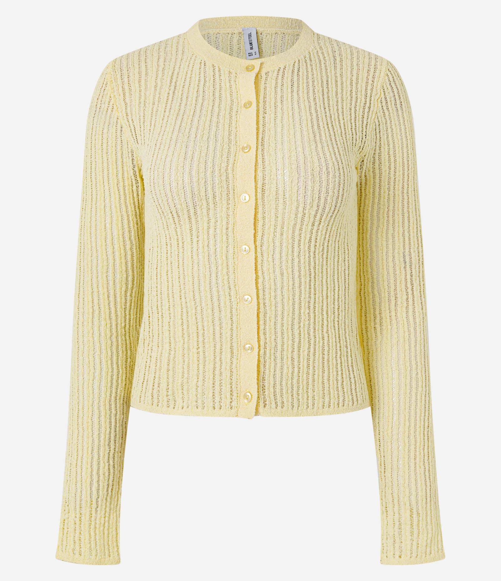 Cardigan em Tricô Leve com Botões Frontais Amarelo 1