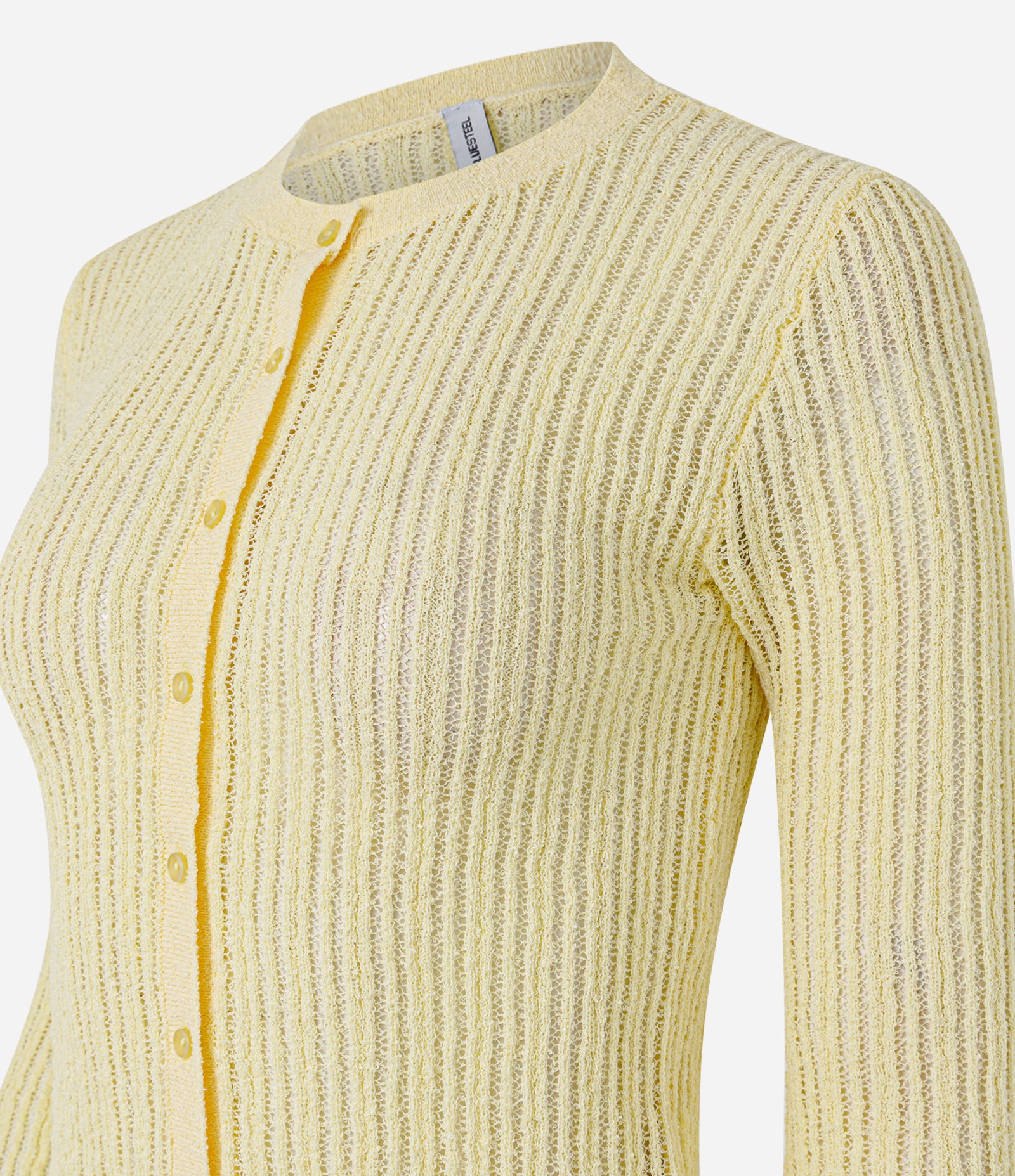 Cardigan em Tricô Leve com Botões Frontais Amarelo 2