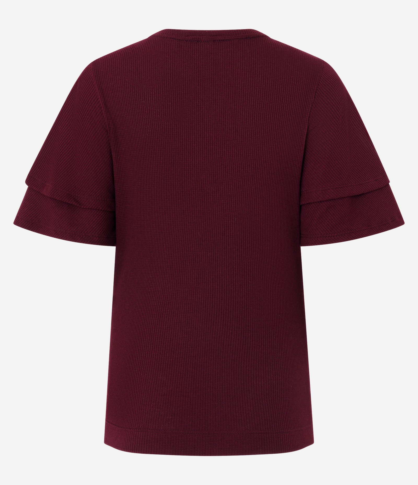 Blusa Manga Curta com Babados e Bordado de Flor Vinho 7