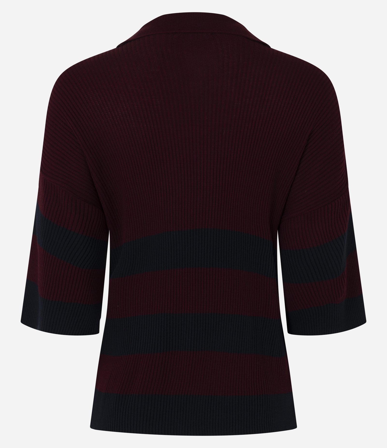 Blusa em Tricô com Gola Polo e Estampa Listrada Vinho 6